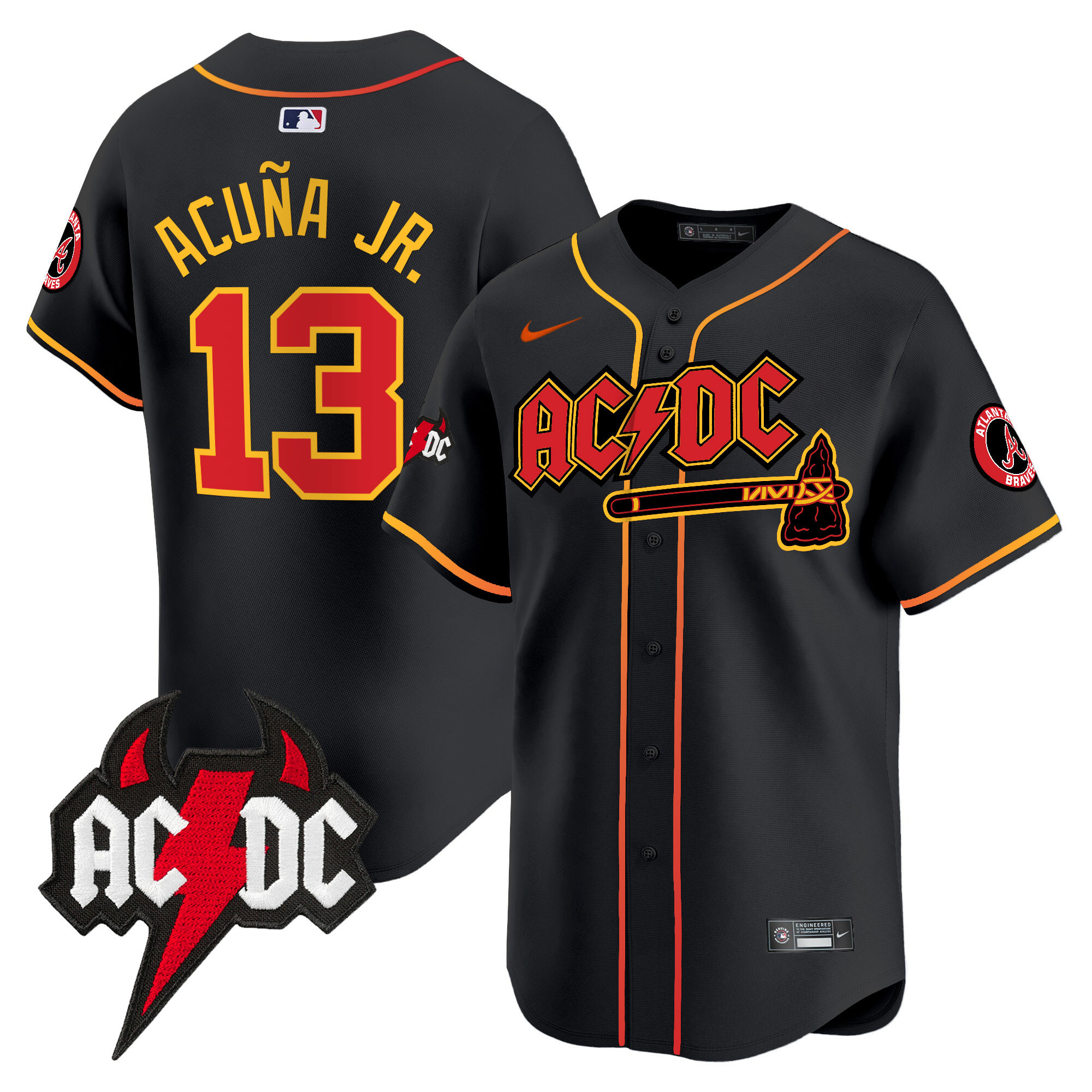 Ronald Acuna Jr. Men's Atlanta Braves AC/DC Vapor Premier Limited Black Jersey - All Stitched