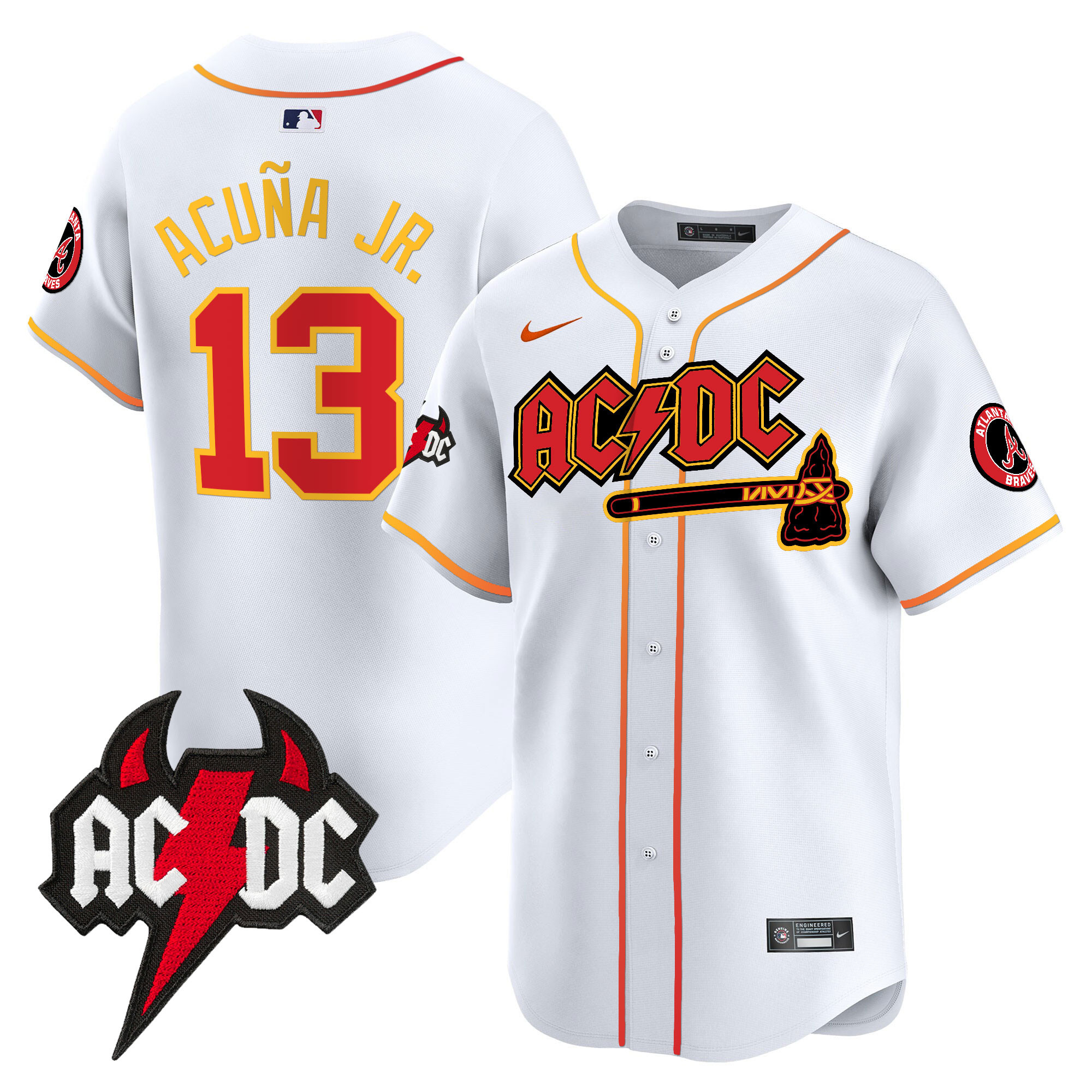 Ronald Acuna Jr. Men's Atlanta Braves AC/DC Vapor Premier Limited White Jersey - All Stitched