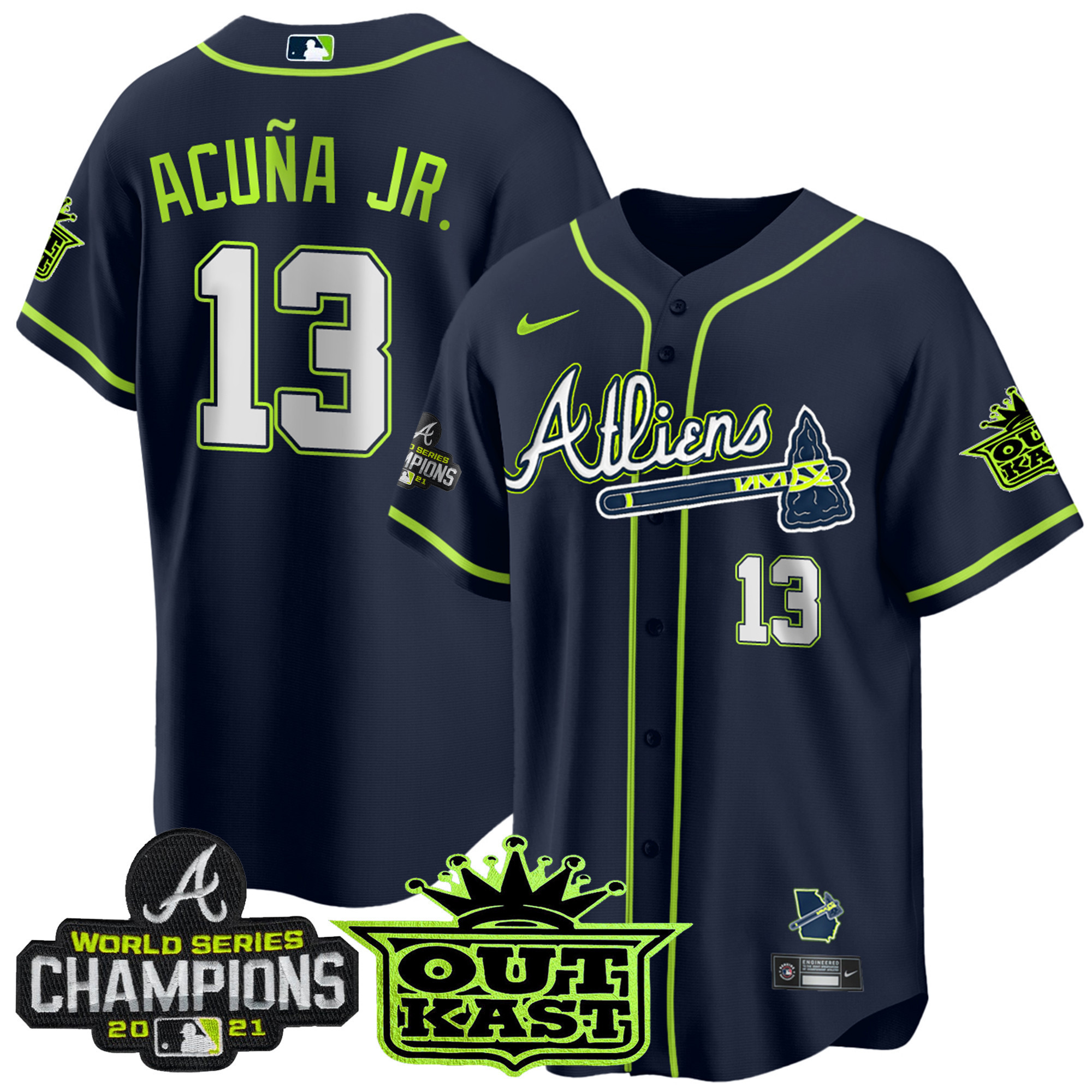 Ronald Acuna Jr. Men's Atlanta Braves Atliens Champions Cool Base Jersey - All Stitched