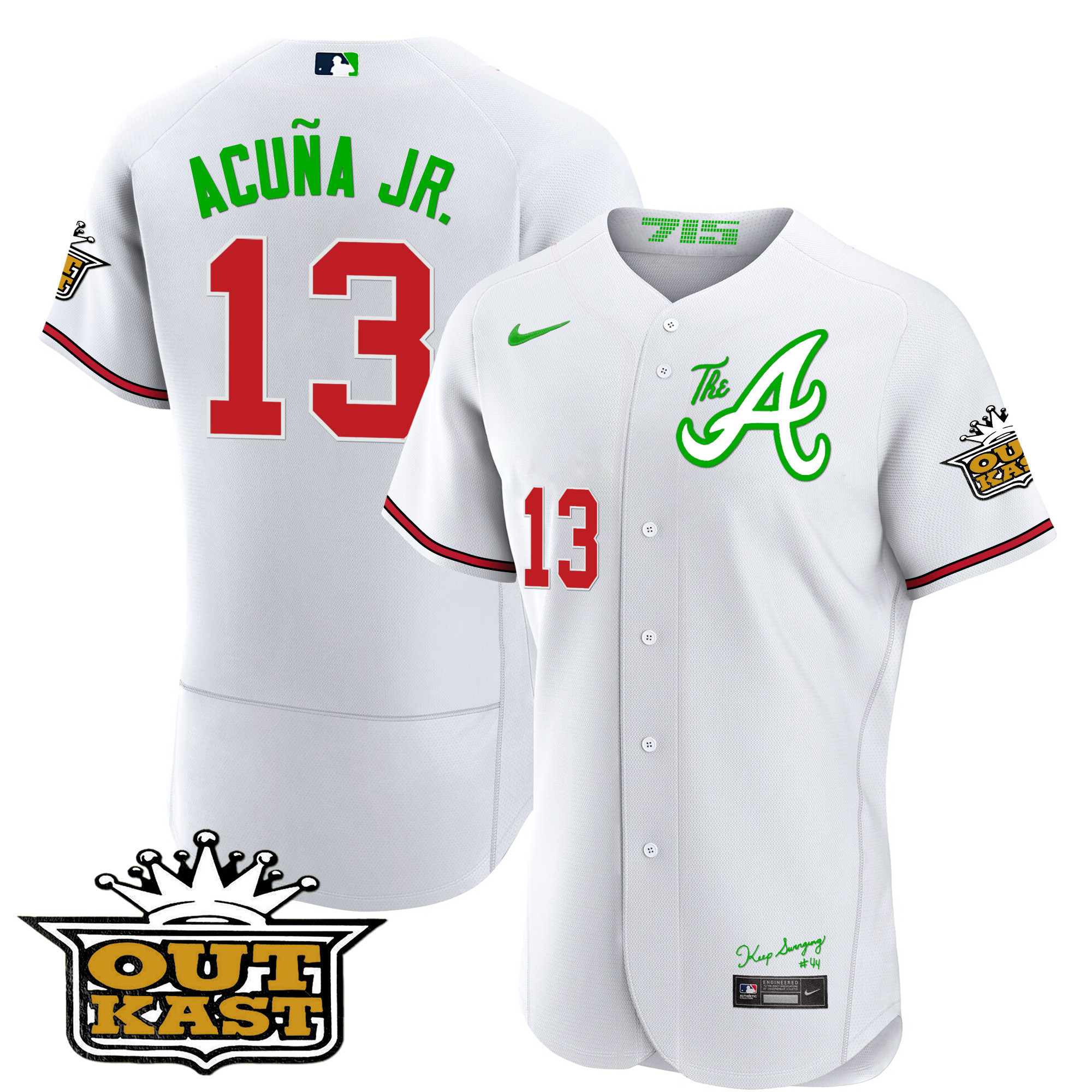 Ronald Acuna Jr. Men's Atlanta Braves Atliens The A Flex Base White Jersey - All Stitched