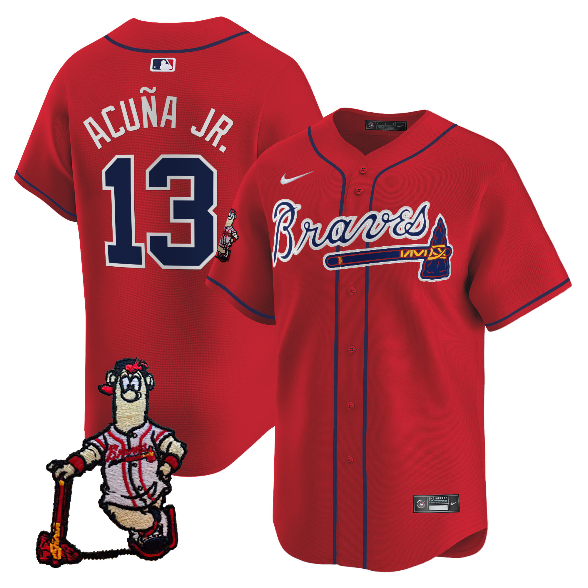 Ronald Acuna Jr. Men's Atlanta Braves Blooper Patch Vapor Premier Limited Red Jersey - All Stitched