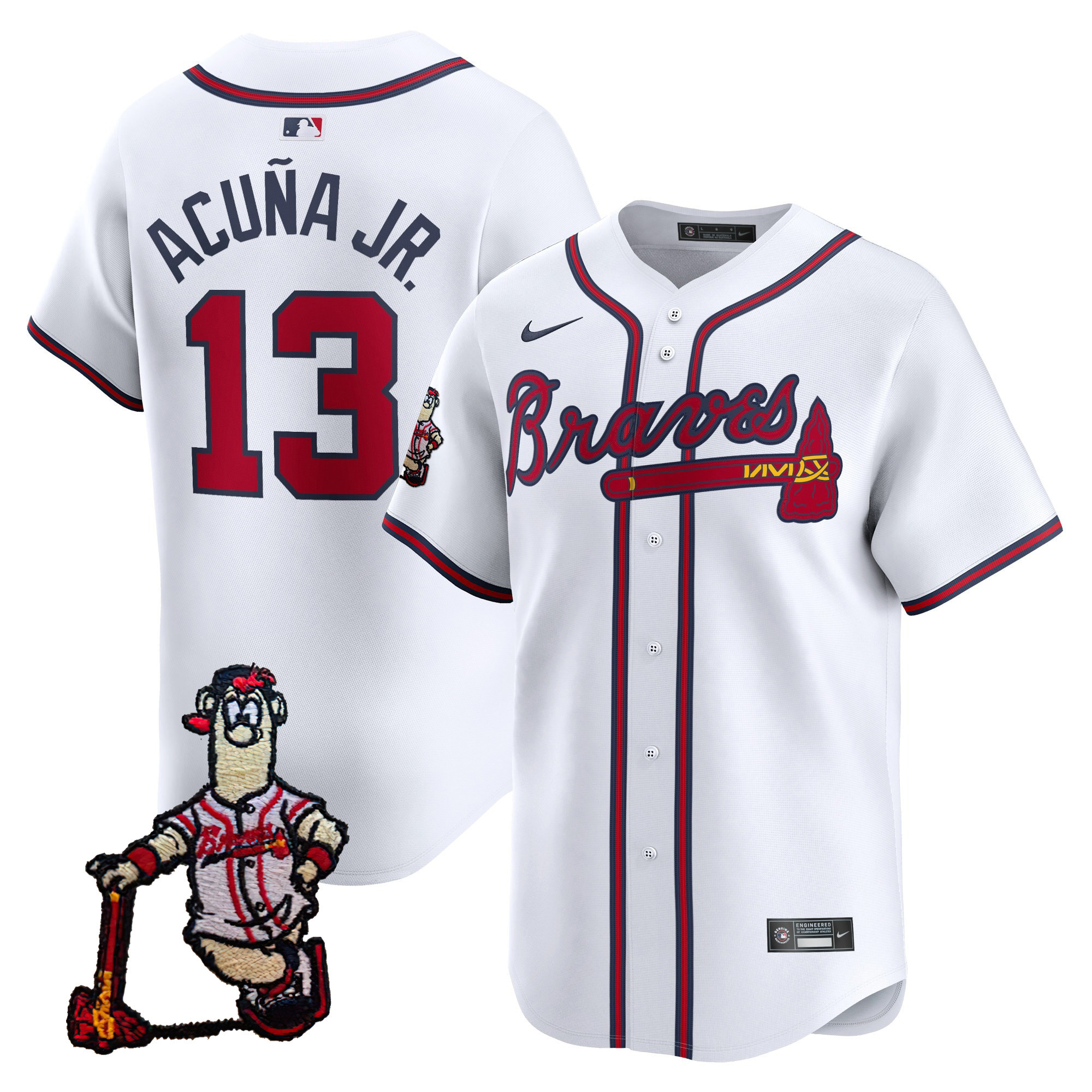 Ronald Acuna Jr. Men's Atlanta Braves Blooper Patch Vapor Premier Limited White Jersey - All Stitched