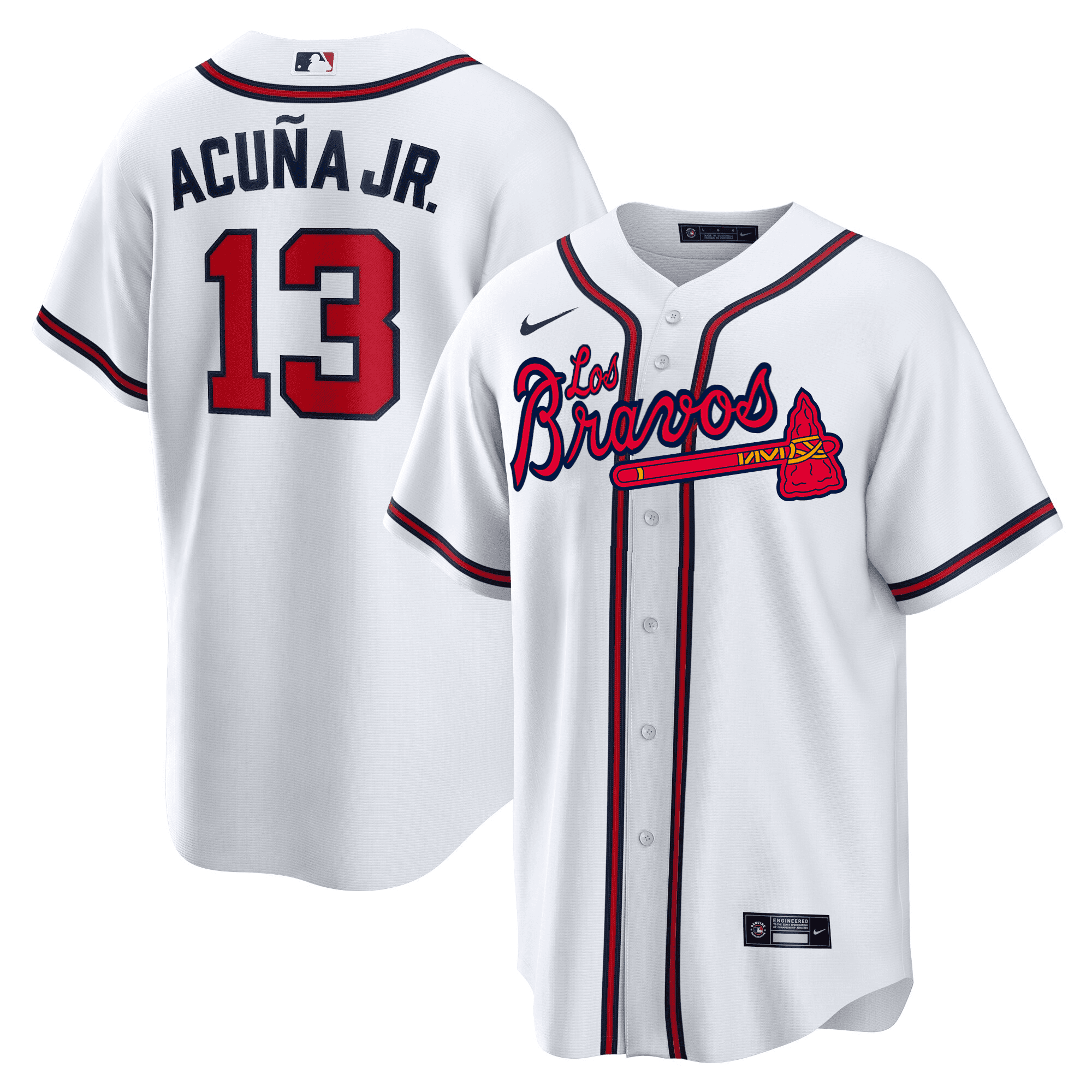 Ronald Acuna Jr. Men's Atlanta Braves Los Bravos Cool White  Jersey - All Stitched