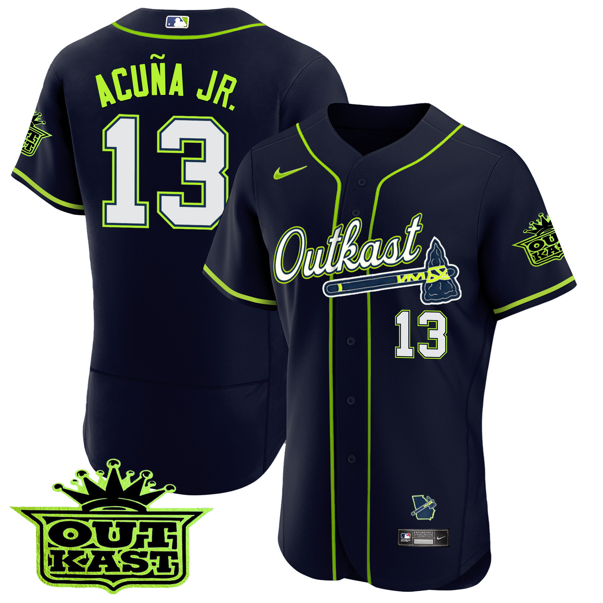 Ronald Acuna Jr. Men's Atlanta Braves Outkast Flex Base Atliens Jersey - All Stitched