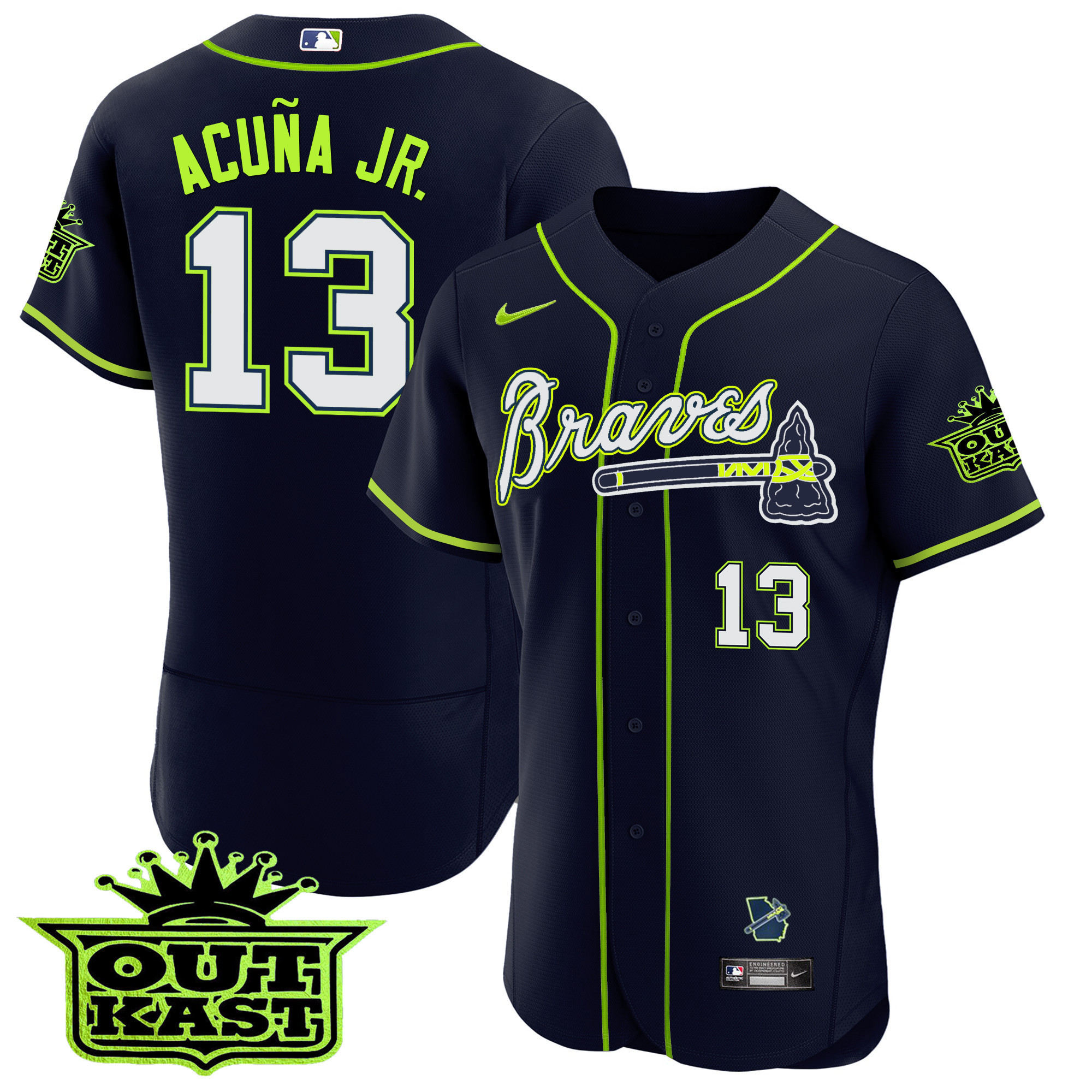 Ronald Acuna Jr. Men's Atlanta Braves Outkast Flex Base V2 Atliens Jersey - All Stitched