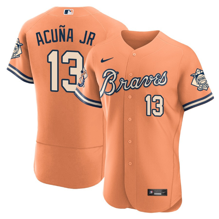 Ronald Acuna Jr. Men's Atlanta Braves Peaches n' Cream Flex Cream Jersey - All Stitched