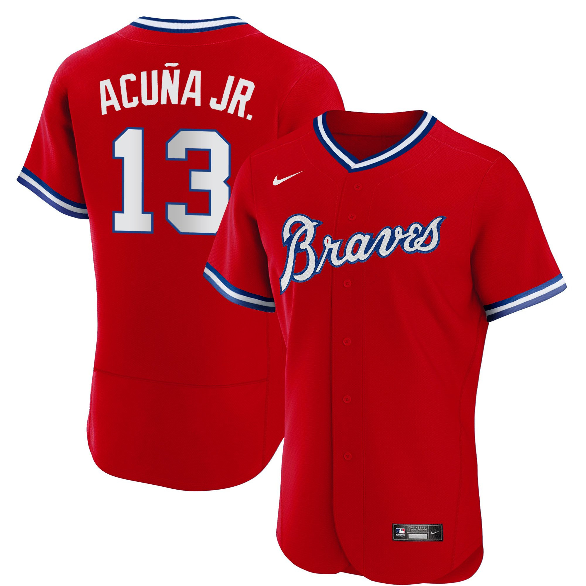 Ronald Acuna Jr. Men's Atlanta Braves Throwback 1974 - 1982 Flex Base 1980 Jersey - All Stitched