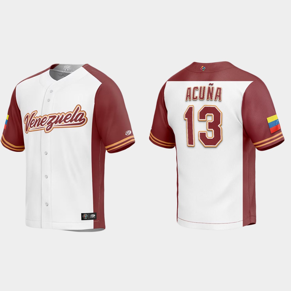 Ronald Acuna Jr. Venezuela 2023 World Classic Jersey - White Burgundy