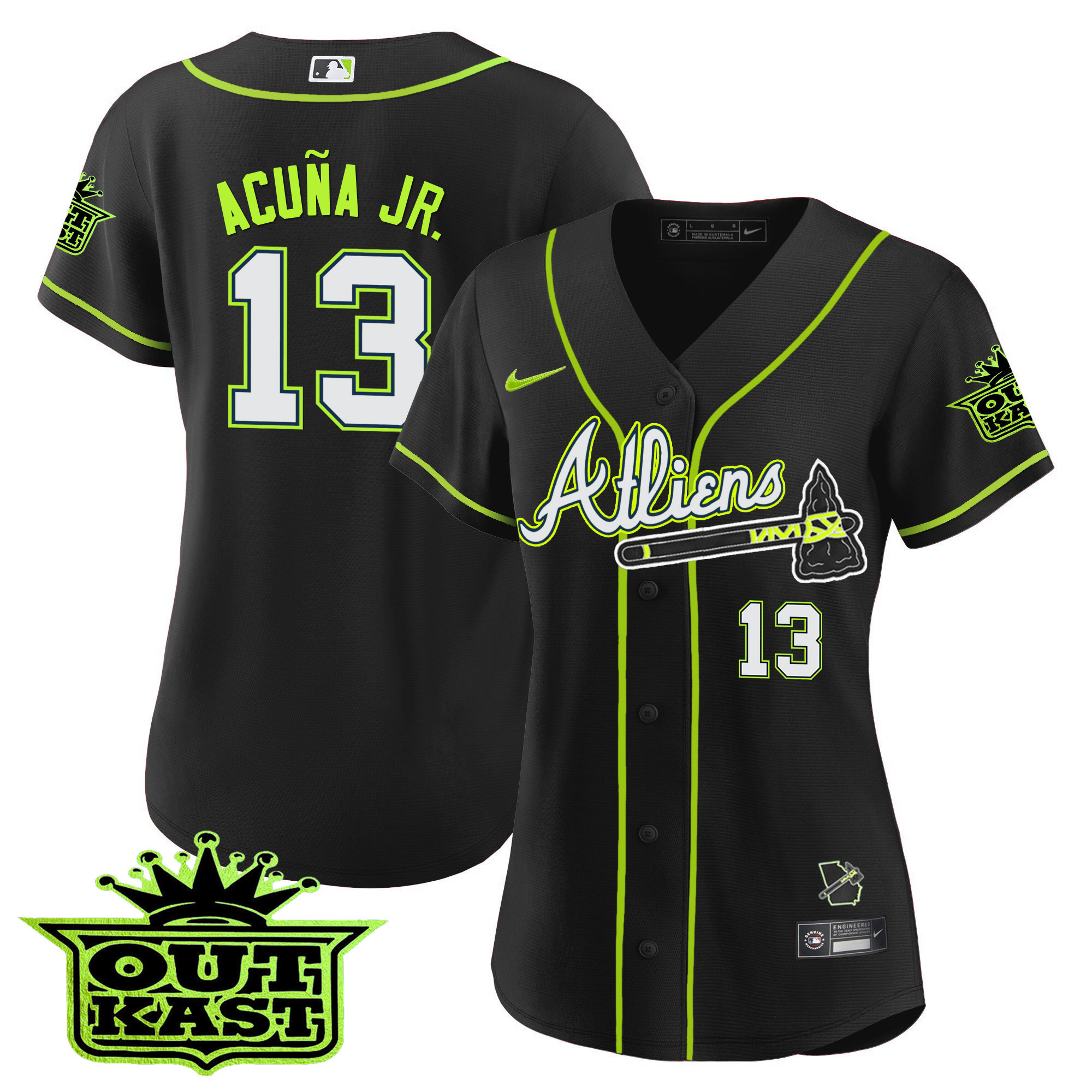 Ronald Acuna Jr. Women's Atlanta Braves Atliens Black Jersey - All Stitched