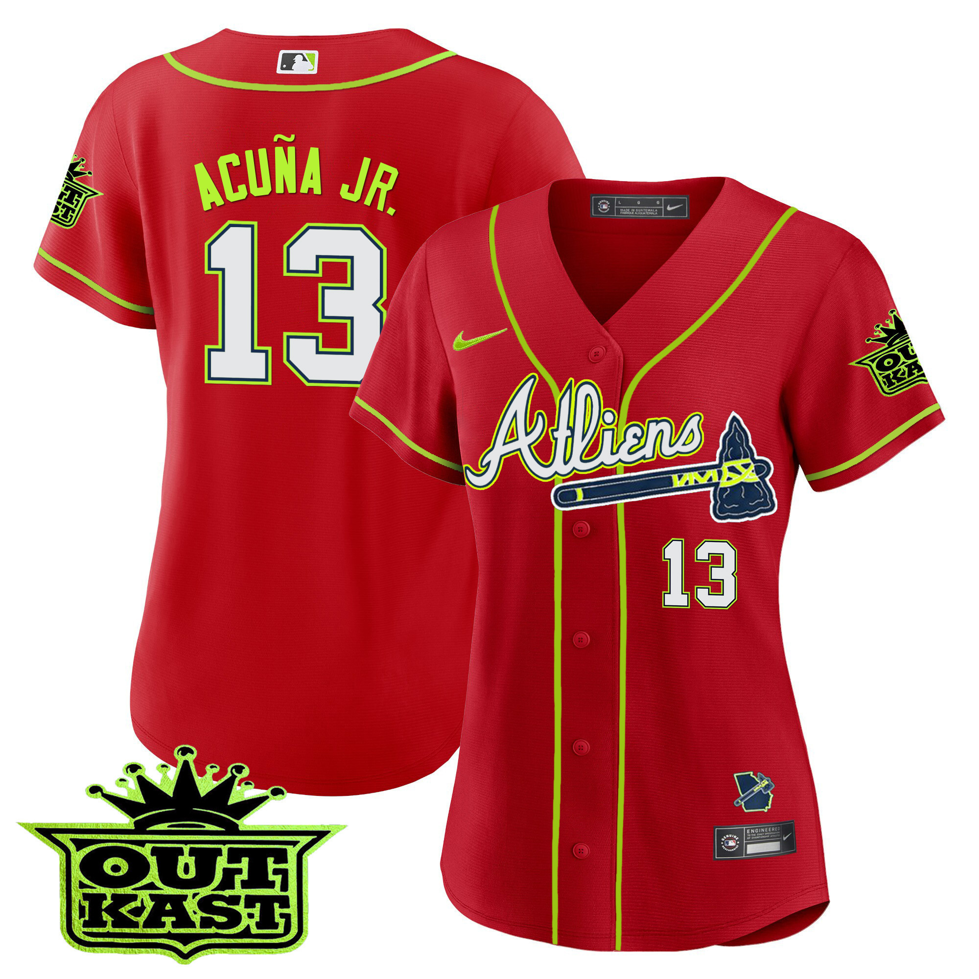 Ronald Acuna Jr. Women's Atlanta Braves Atliens Red Jersey - All Stitched