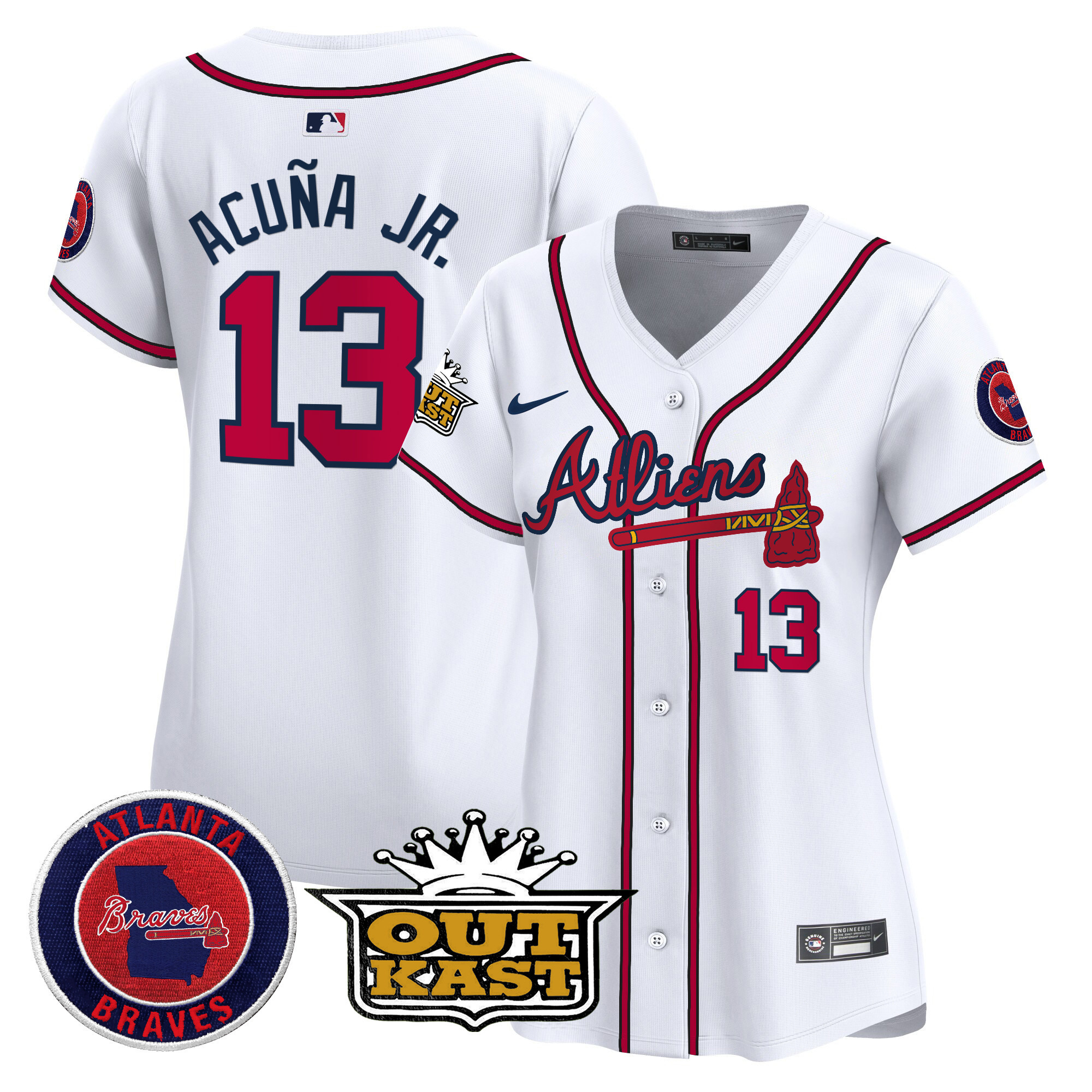 Ronald Acuna Jr. Women's Atlanta Braves Atliens Vapor Premier Limited White Jersey - All Stitched