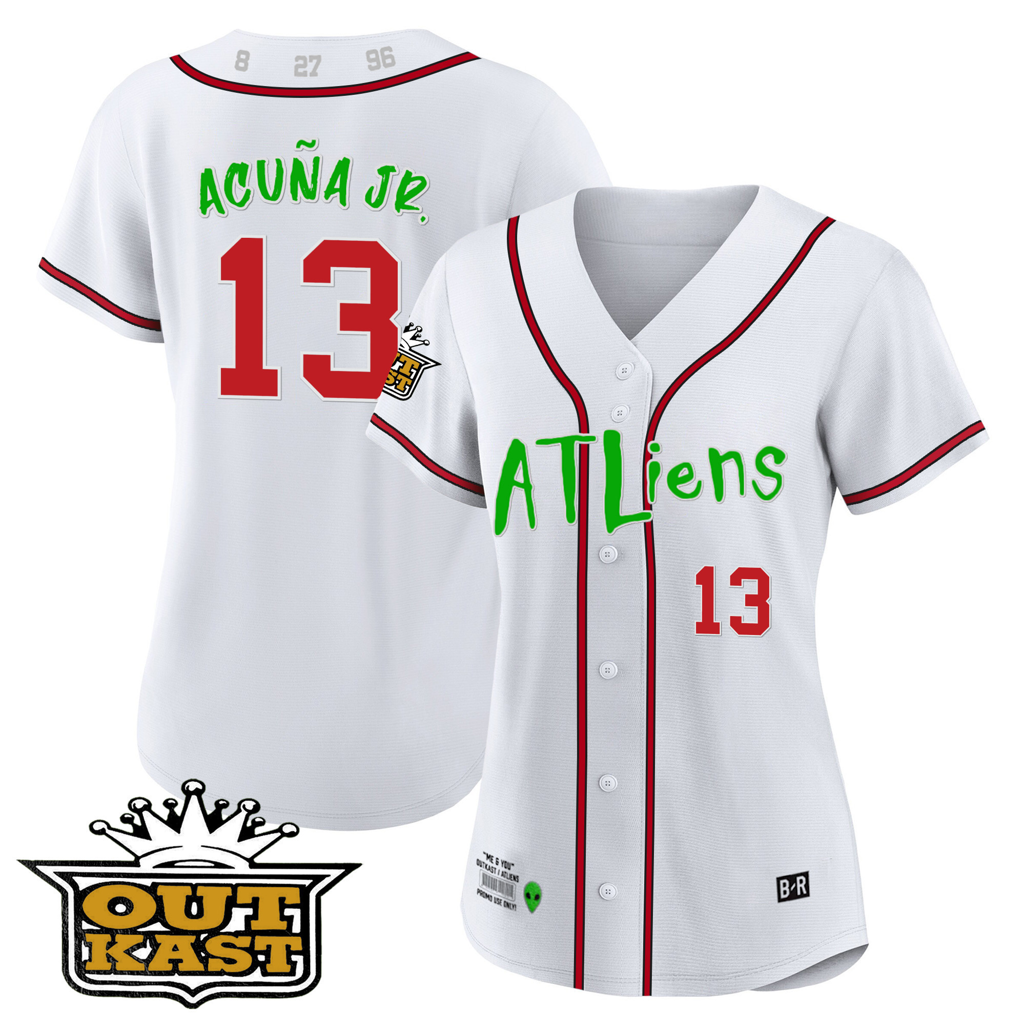 Ronald Acuna Jr. Women's Atlanta Braves Atliens White Jersey - All Stitched