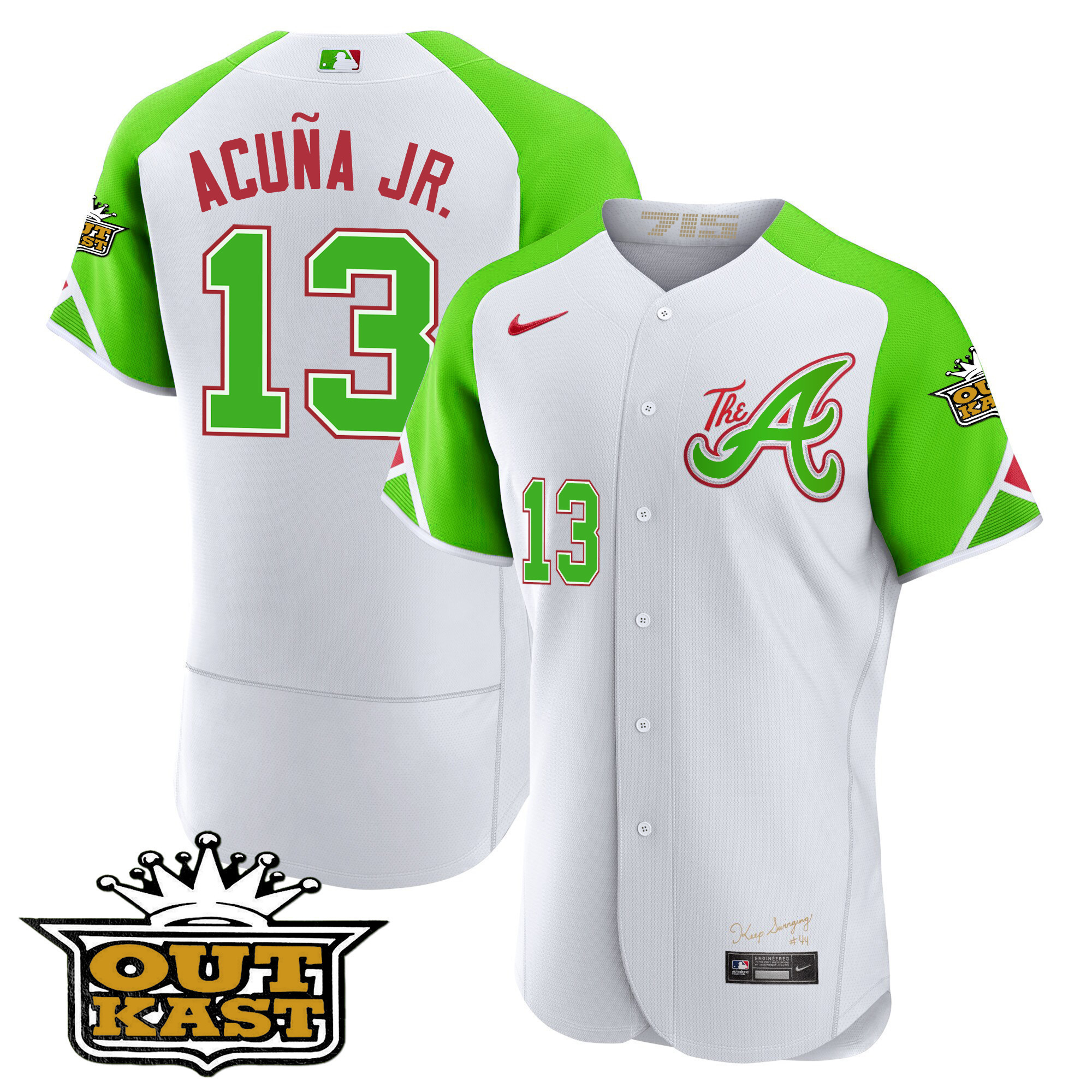 Ronald Acuna Jr. Youth's Atlanta Braves Atliens City Connect Flex Base Bright Green Jersey - All Stitched