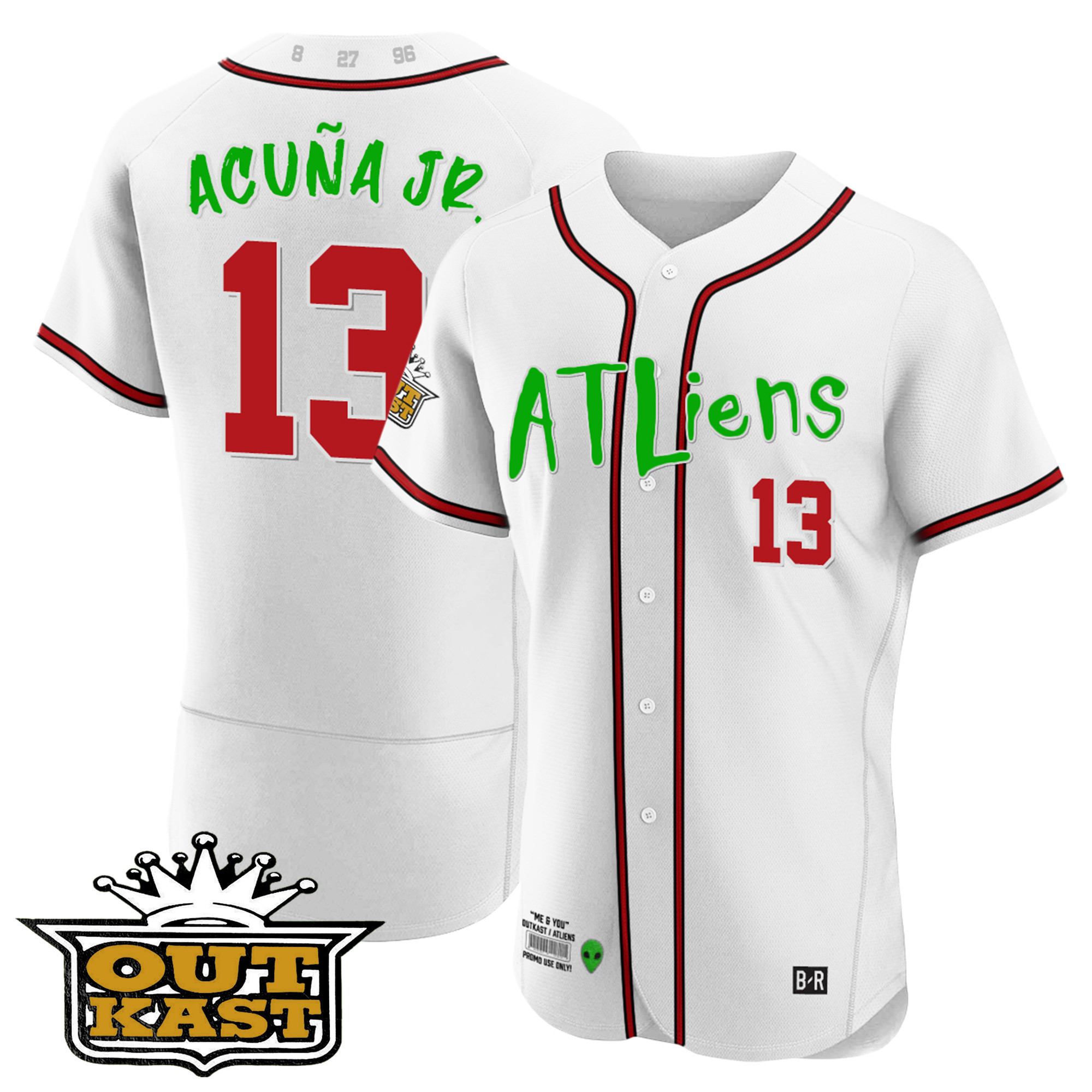Ronald Acuna Jr. Youth's Atlanta Braves Atliens Flex Base White Jersey - All Stitched