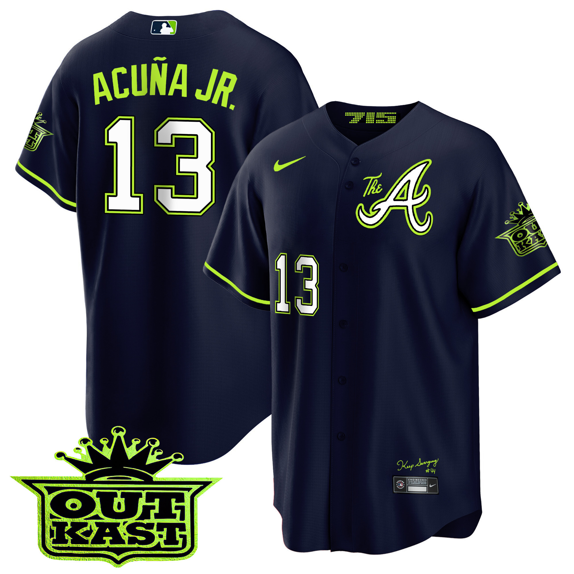 Ronald Acuna Jr. Youth's Atlanta Braves Atliens The A Cool Base Jersey - All Stitched