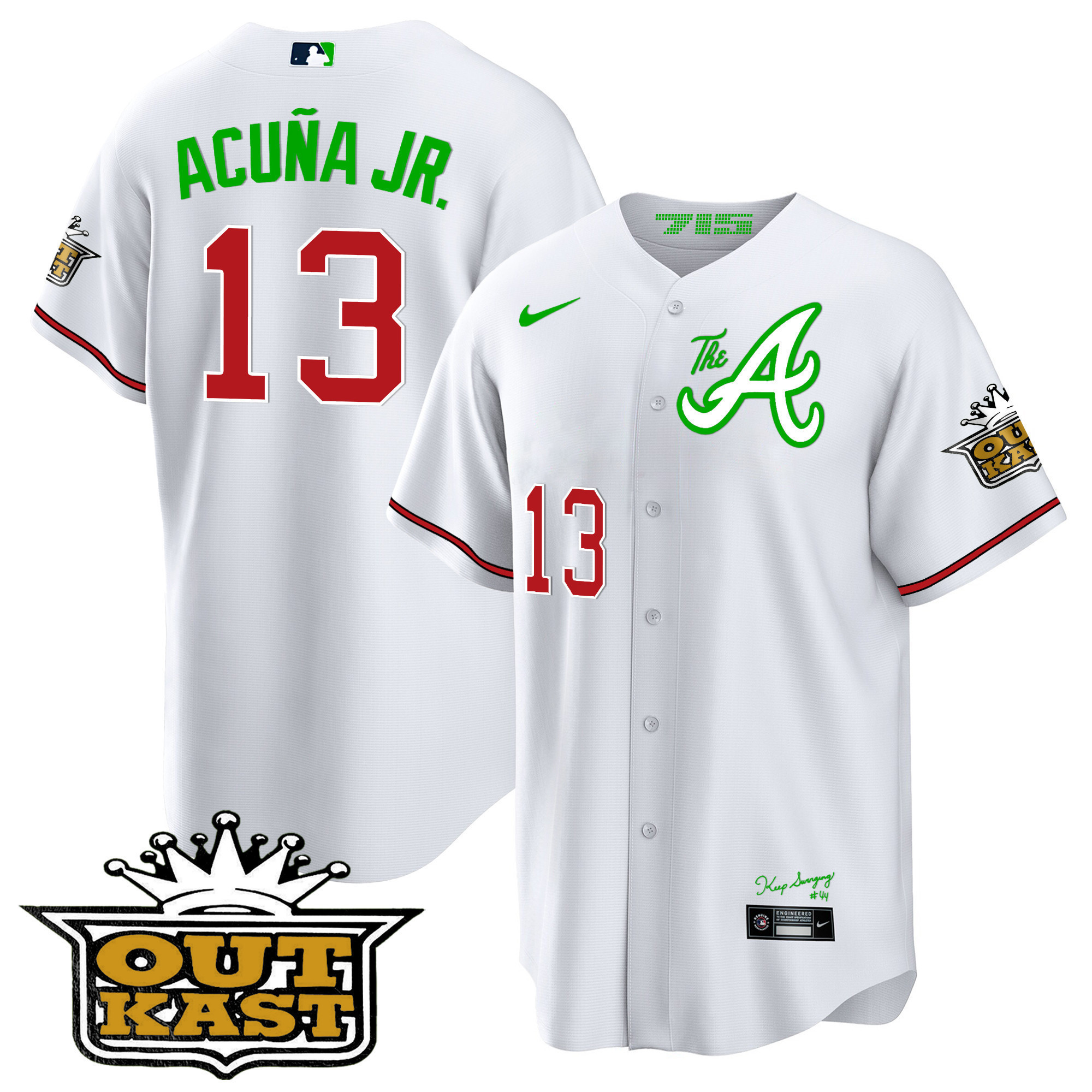 Ronald Acuna Jr. Youth's Atlanta Braves Atliens The A Cool Base White Jersey - All Stitched