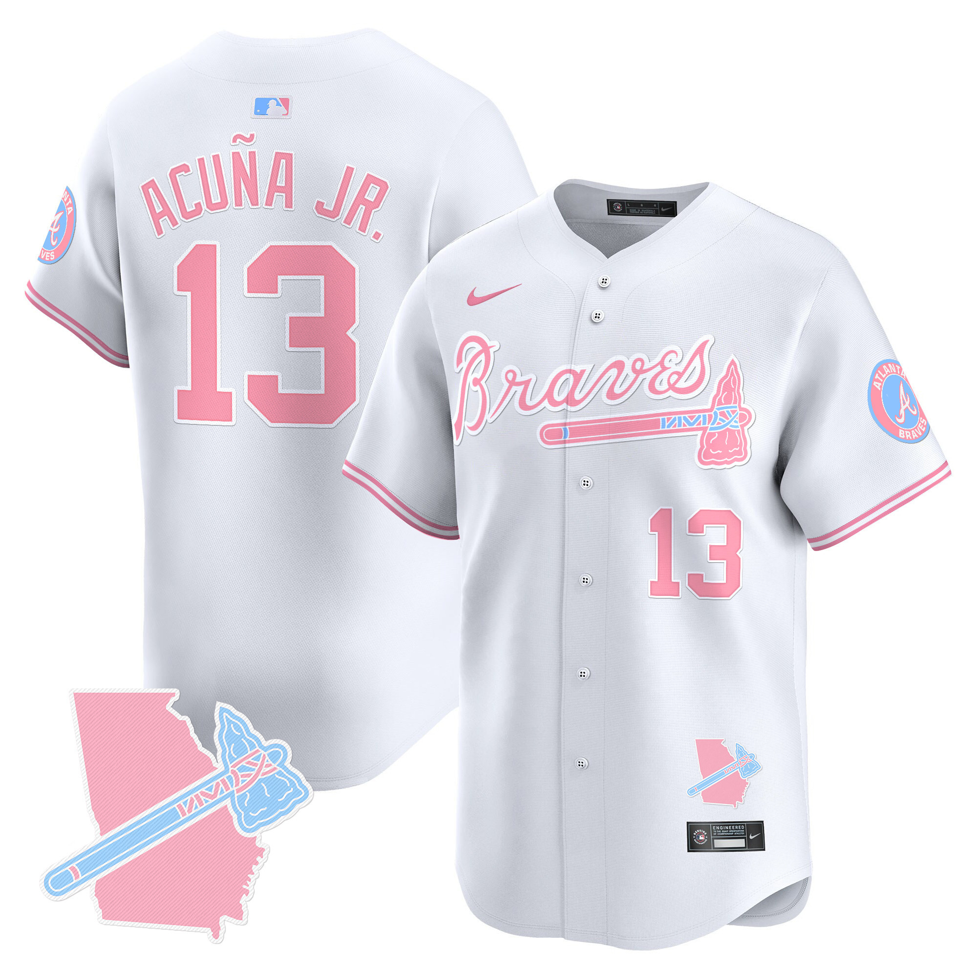 Ronald Acuna Jr.Unisex Atlanta Braves Bubblegum Pink Vapor Premier Limited White Jersey - All Stitched