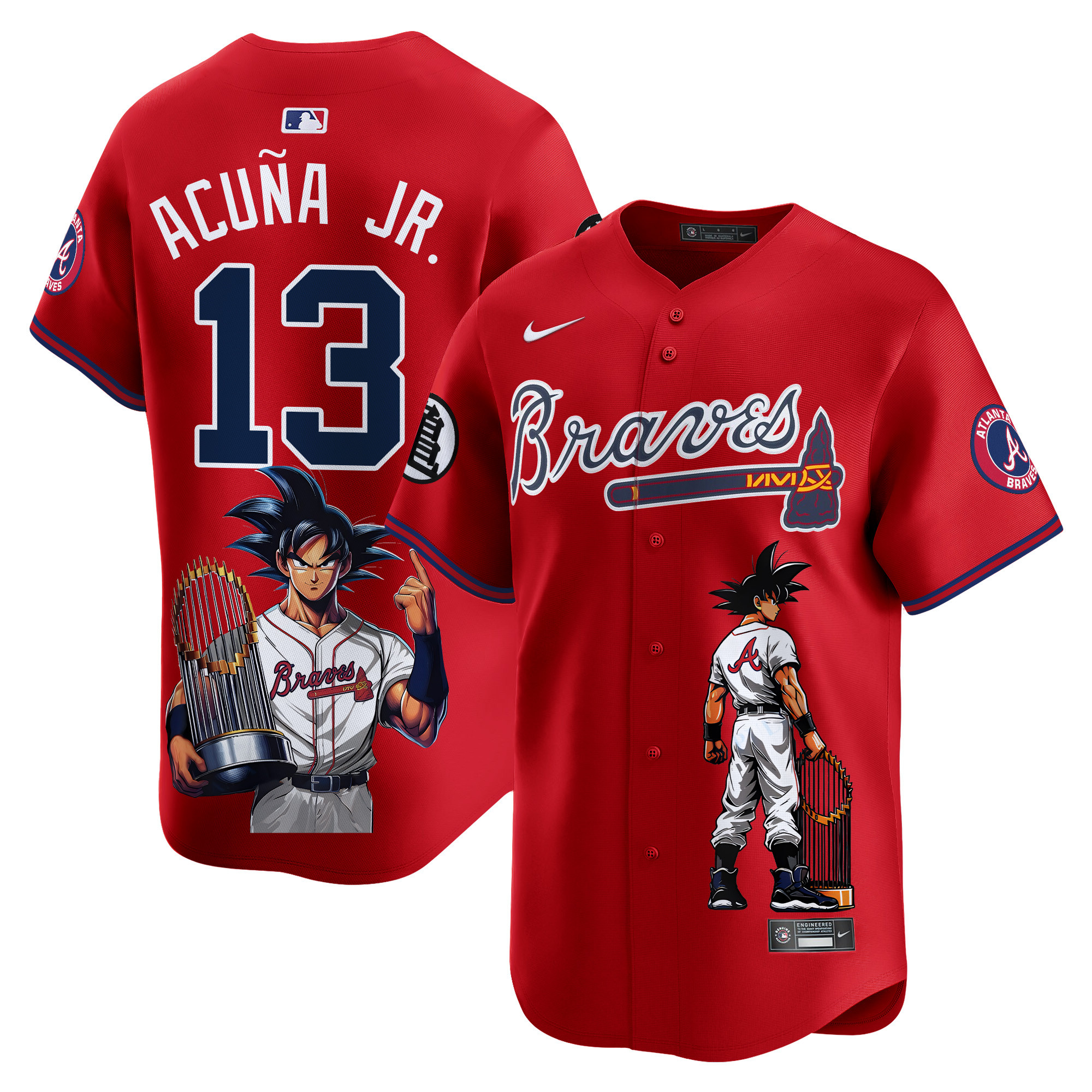 Ronald Acuna JrUnisex Atlanta Braves Dragon Ball Son Goku Vapor Premier Limited Red Jersey - Printed