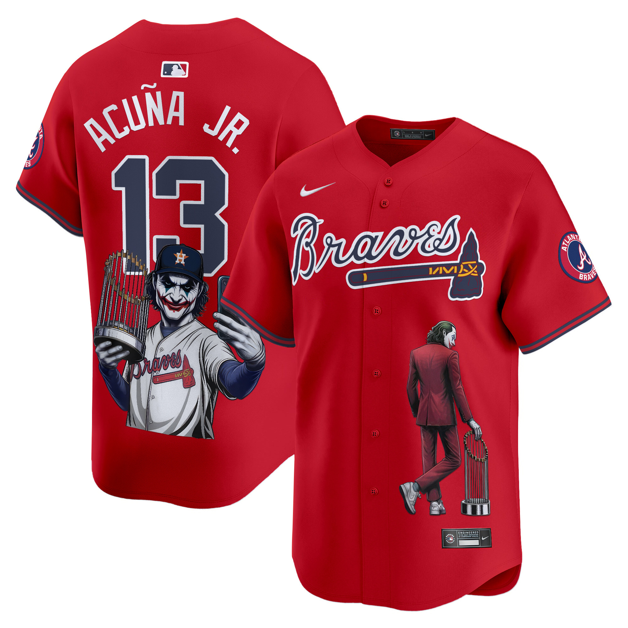 Ronald Acuna JrUnisex Atlanta Braves Joker Vapor Premier Limited Red Jersey - Printed