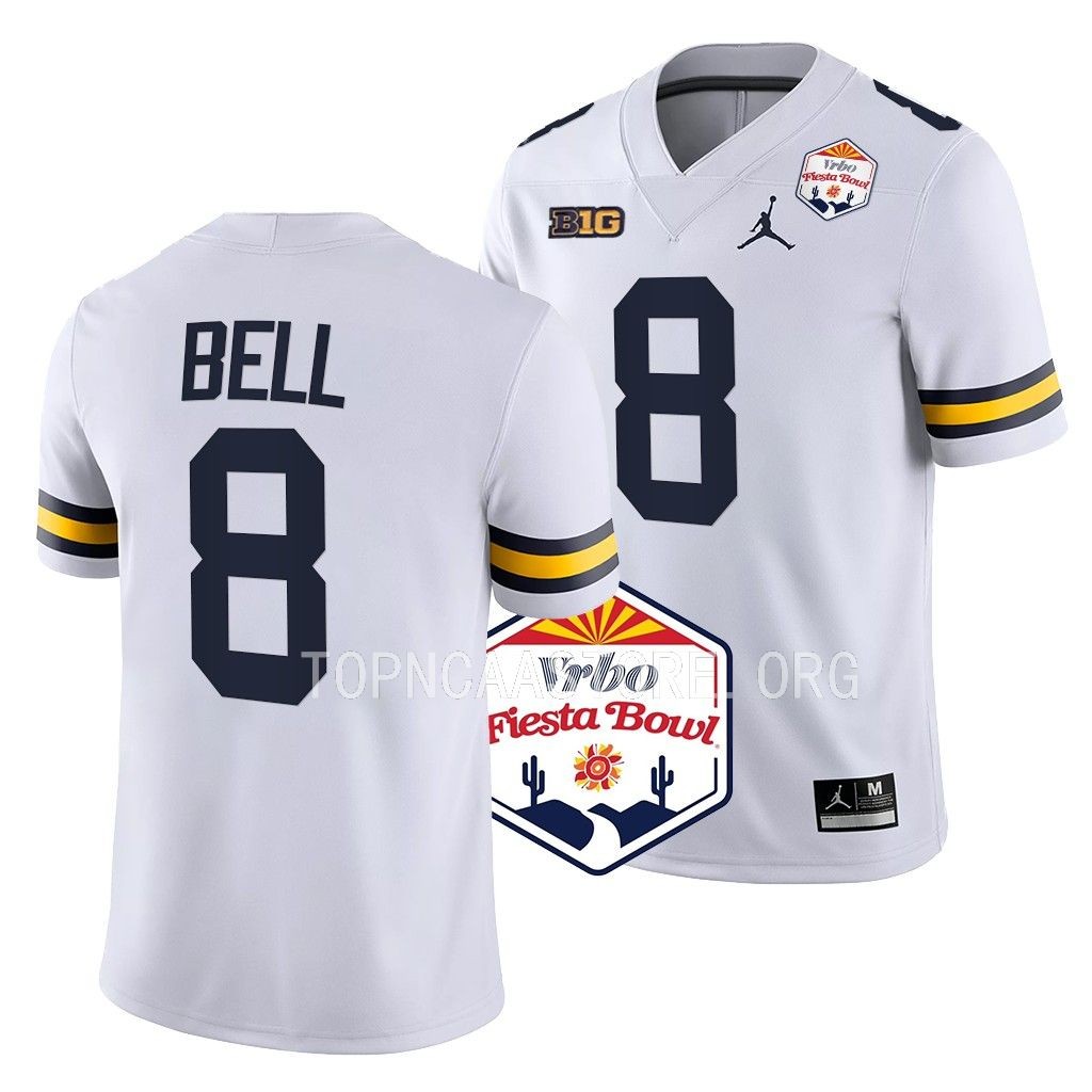 Ronnie Bell Michigan Wolverines 2022 Fiesta Bowl College Playoff Jersey Men's White #8 Uniform
