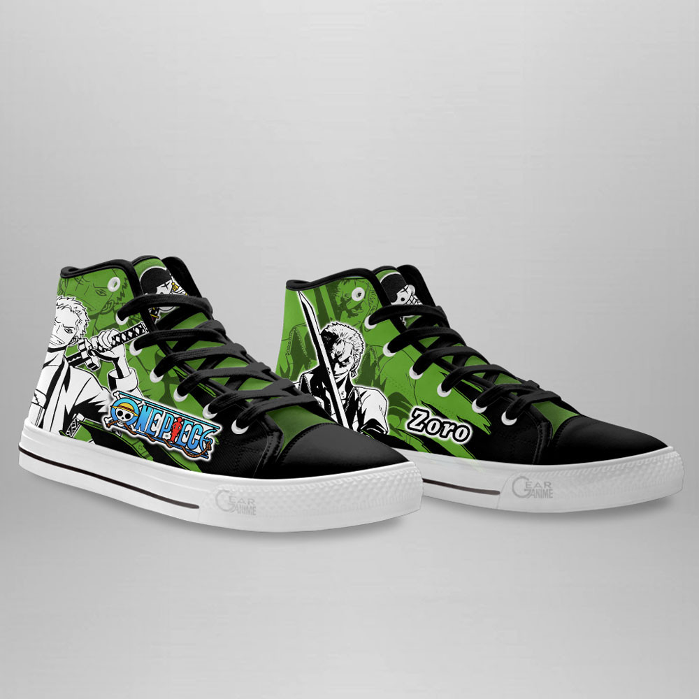 Roronoa Zoro High Top Shoes One Piece Custom Anime Sneakers Mix Manga