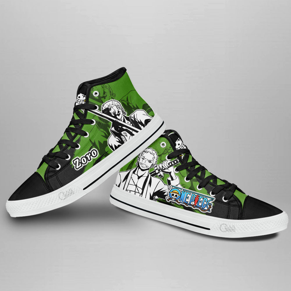Roronoa Zoro High Top Shoes One Piece Custom Anime Sneakers Mix Manga
