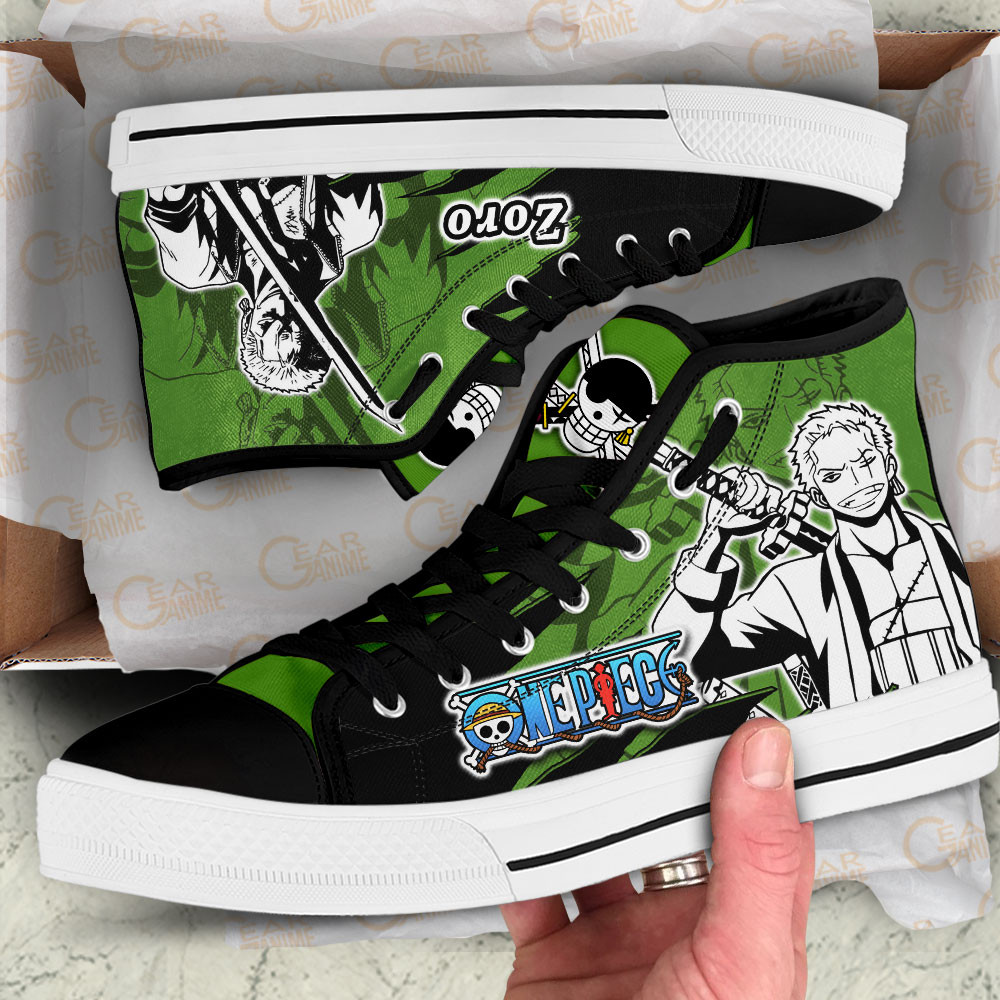 Roronoa Zoro High Top Shoes One Piece Custom Anime Sneakers Mix Manga