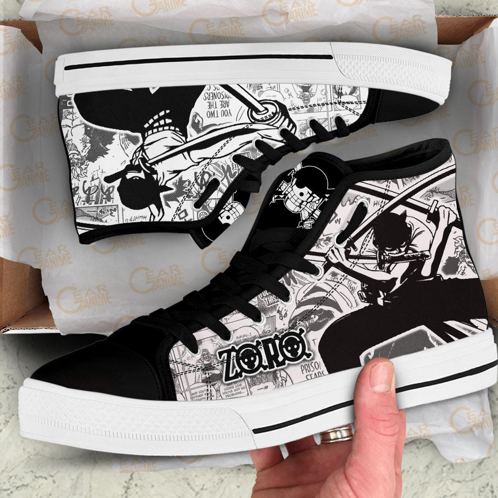 Roronoa Zoro High Top Shoes One Piece Custom Manga Sneakers