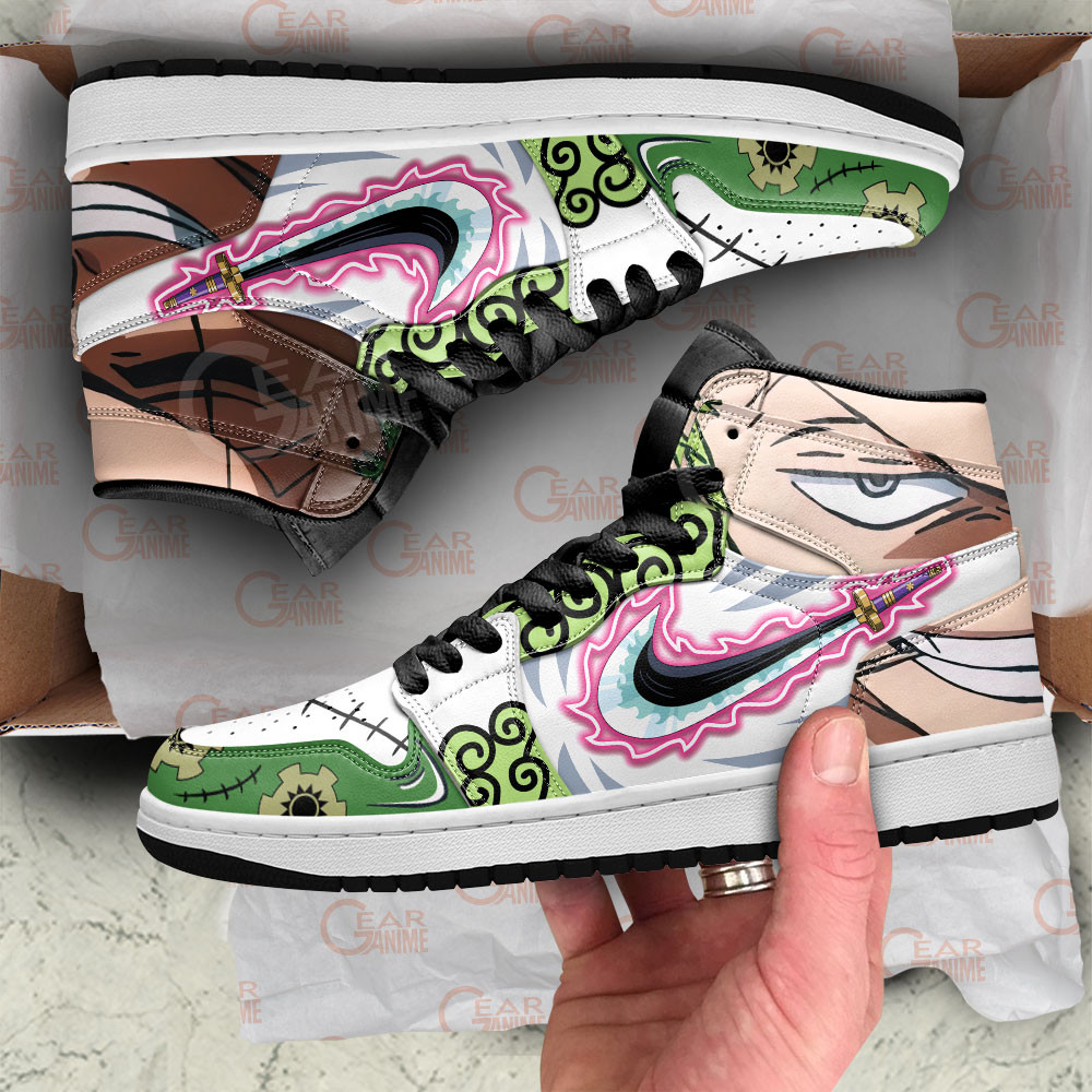 Roronoa Zoro JD1s Sneakers One Piece Anime Shoes, Air Jordan Hightop