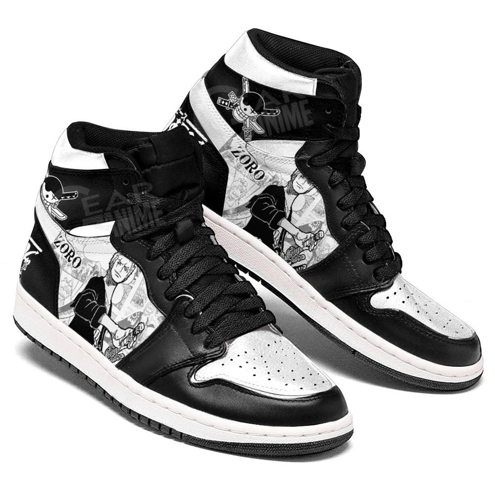 Roronoa Zoro JD1s Sneakers One Piece Shoes Manga Style, Air Jordan Hightop