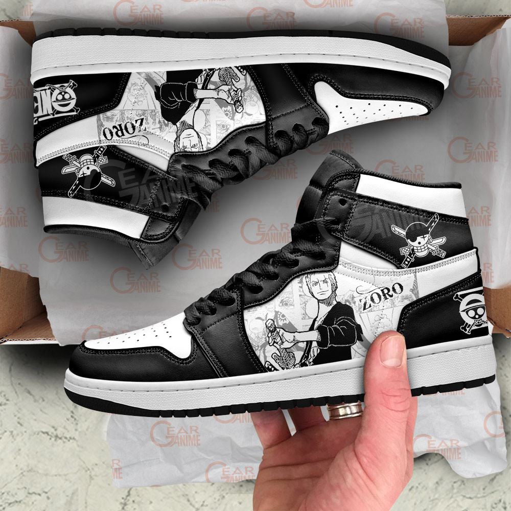 Roronoa Zoro JD1s Sneakers One Piece Shoes Manga Style, Air Jordan Hightop
