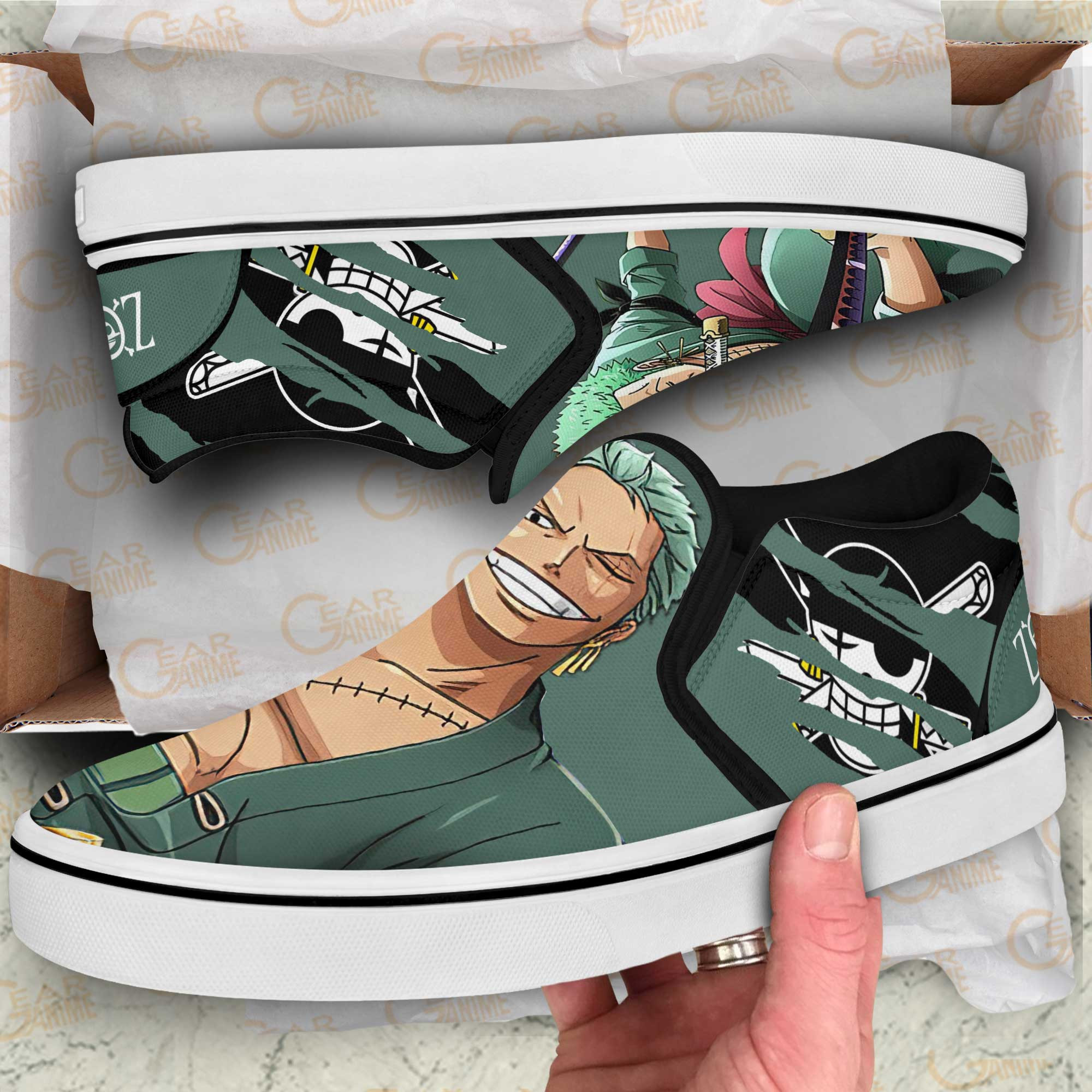 Roronoa Zoro Slip-On Shoes Canvas One Piece Custom Anime Shoes