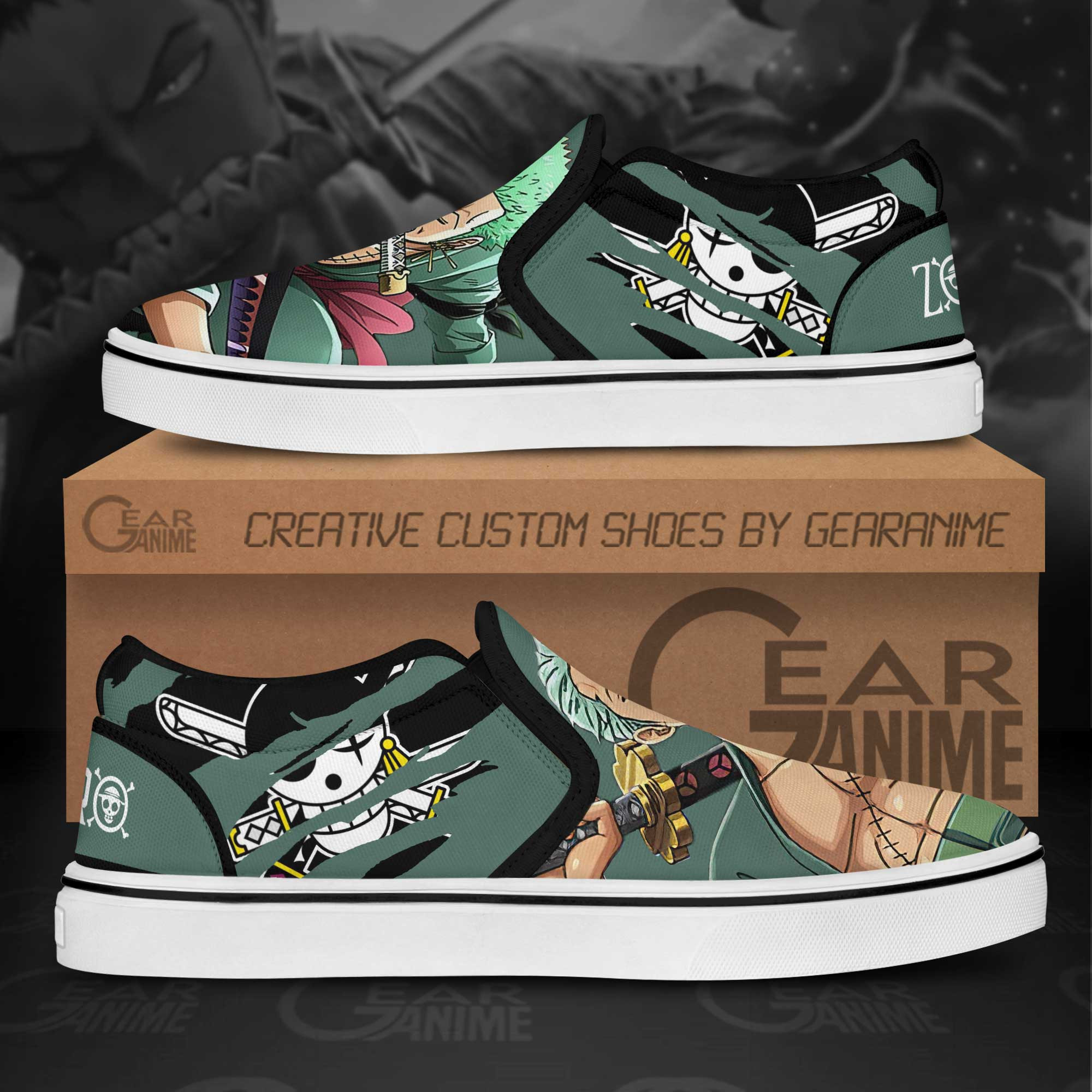 Roronoa Zoro Slip-On Shoes Canvas One Piece Custom Anime Shoes