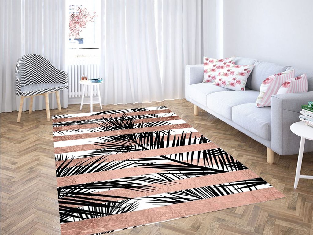 Rose Gold Trendy Wallpaper Living Room Modern Carpet Rectangle Rug