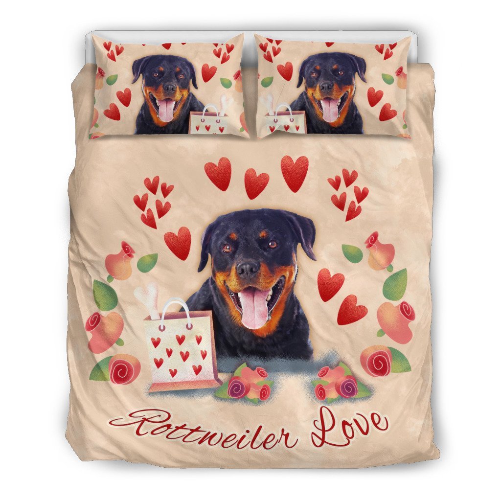 Rottweiler Love 3D Customized Duvet Cover Bedding Set