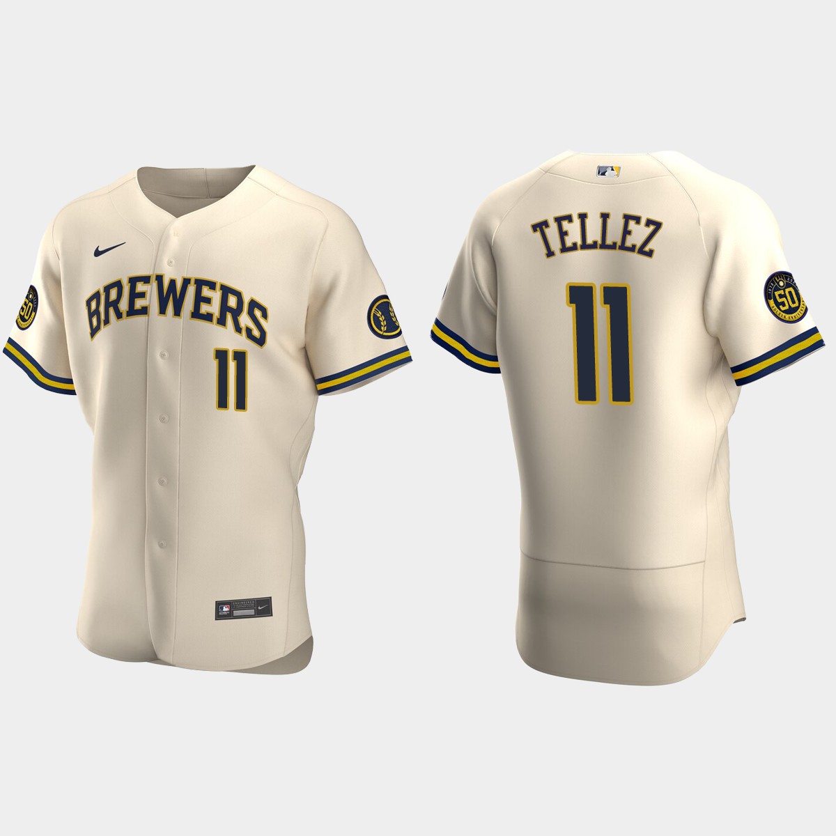 Rowdy Tellez Milwaukee Brewers Alternate Jersey - Cream