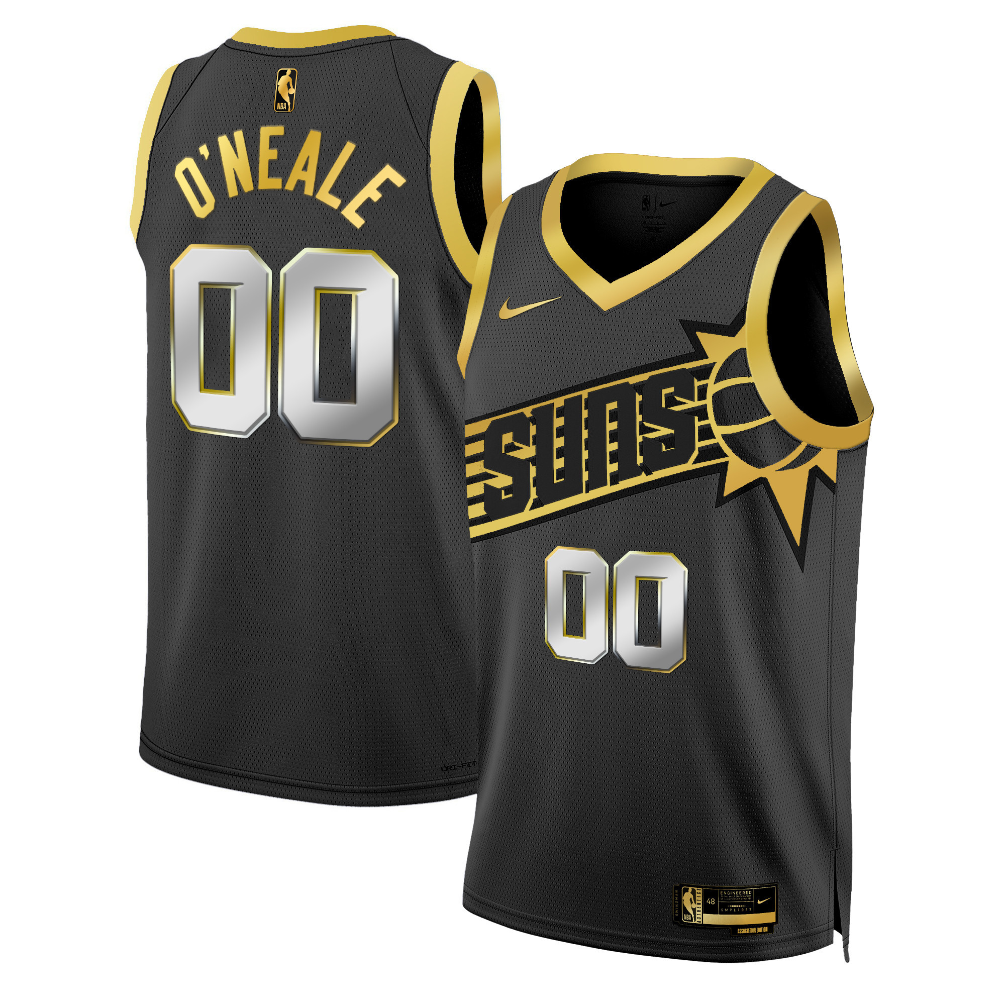 Royce O'Neale Men's Phoenix Suns Swingman Black Gold Jersey - All Stitched