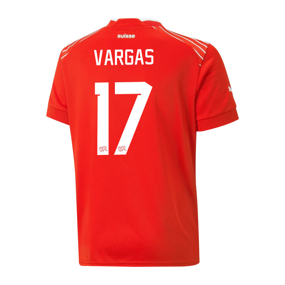 Ruben Vargas 17 Switzerland National Team FIFA World Cup Qatar 2022 Patch – Home Men Soccer Jersey