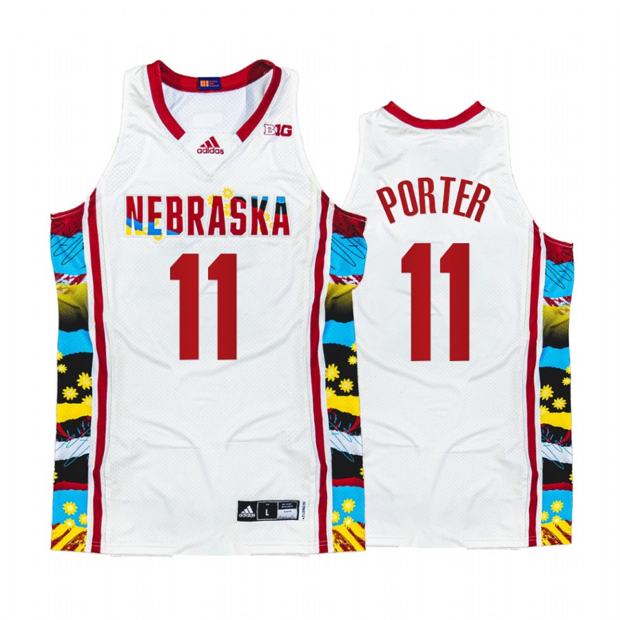 Ruby Porter Nebraska White Jersey 2022 Honoring Black Excellence Sunflower BHM
