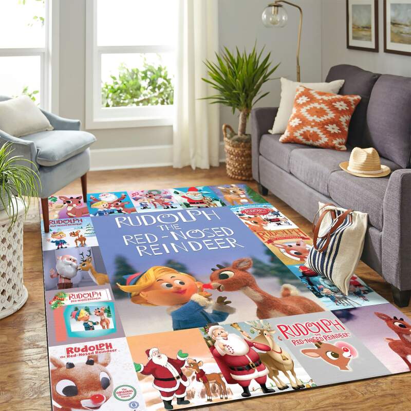 Rudolph The Red Nosed Reindeer Quilt Blanket Mk Carpet Area Rectangle Rug