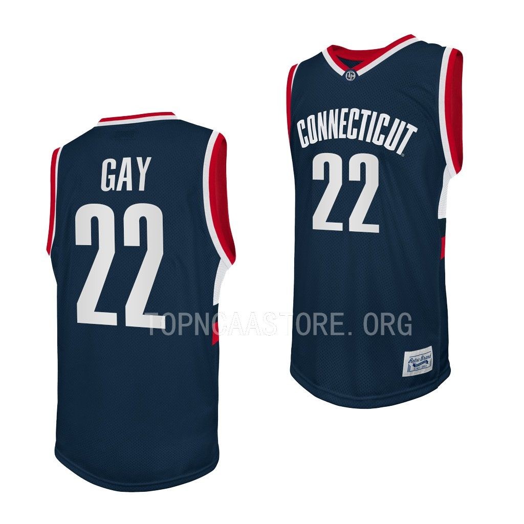Rudy Gay UConn Huskies #22 Navy Retro Jersey Alumni