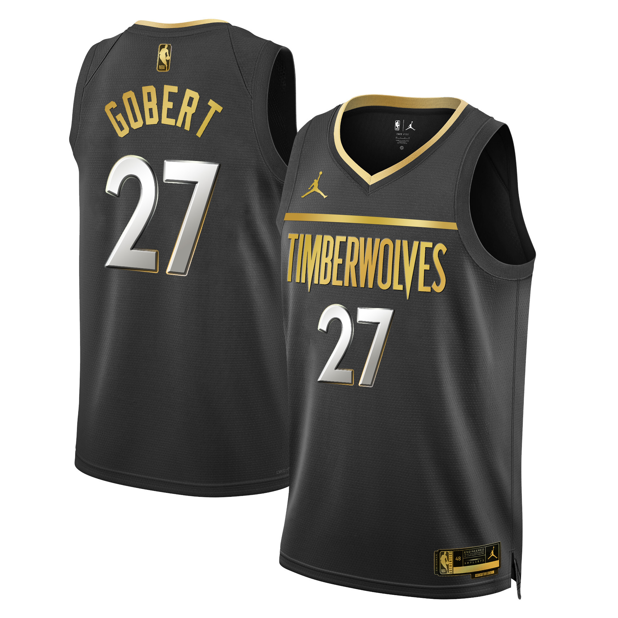 Rudy Gobert Men's Minnesota Timberwolves Swingman Black Gold Jersey - All Stitched