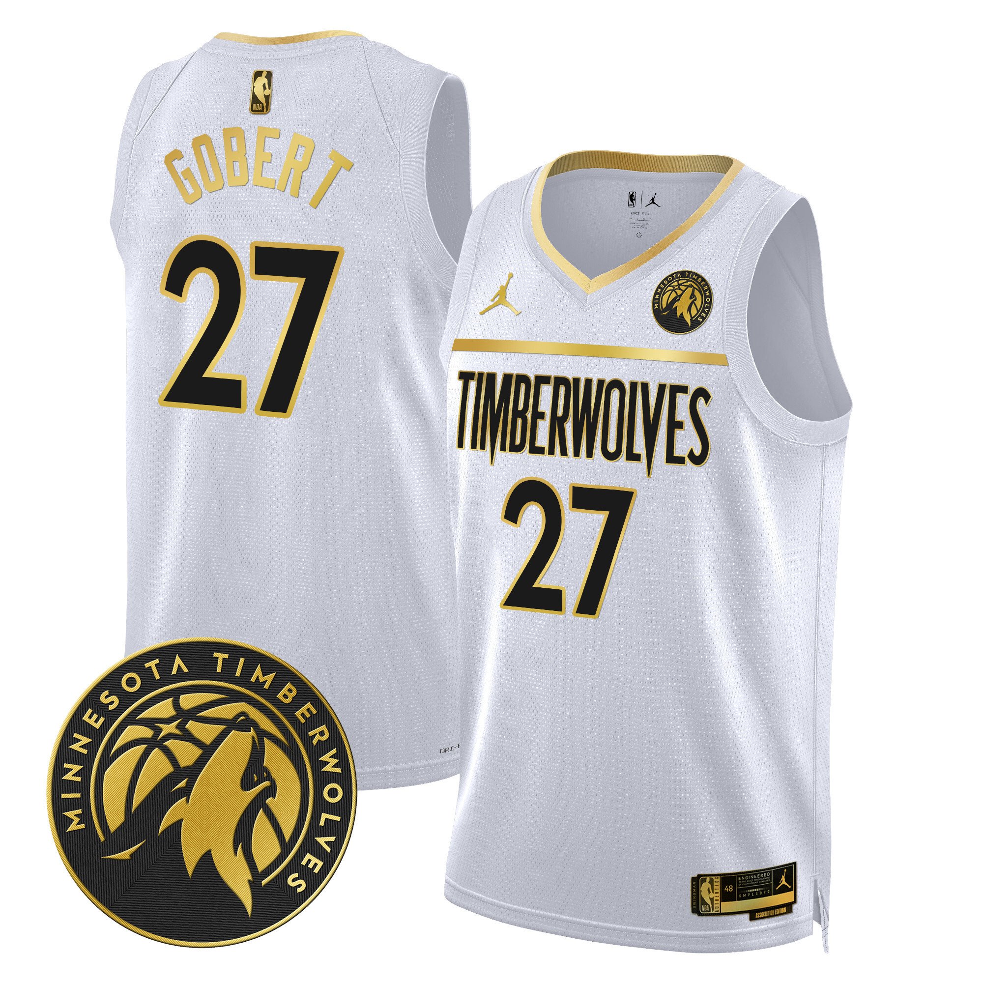 Rudy Gobert Men's Minnesota Timberwolves Swingman V2 White Gold Jersey - All Stitched