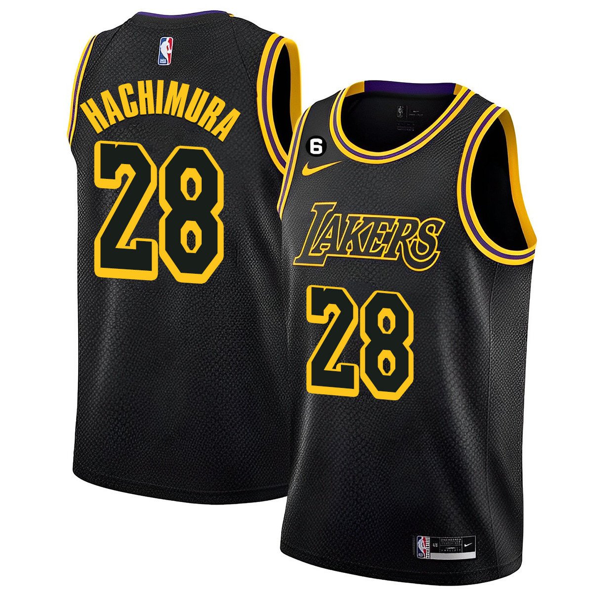 Rui Hachimura Men's Los Angeles Lakers 2023 Collection Black Mamba Jersey - All Stitched