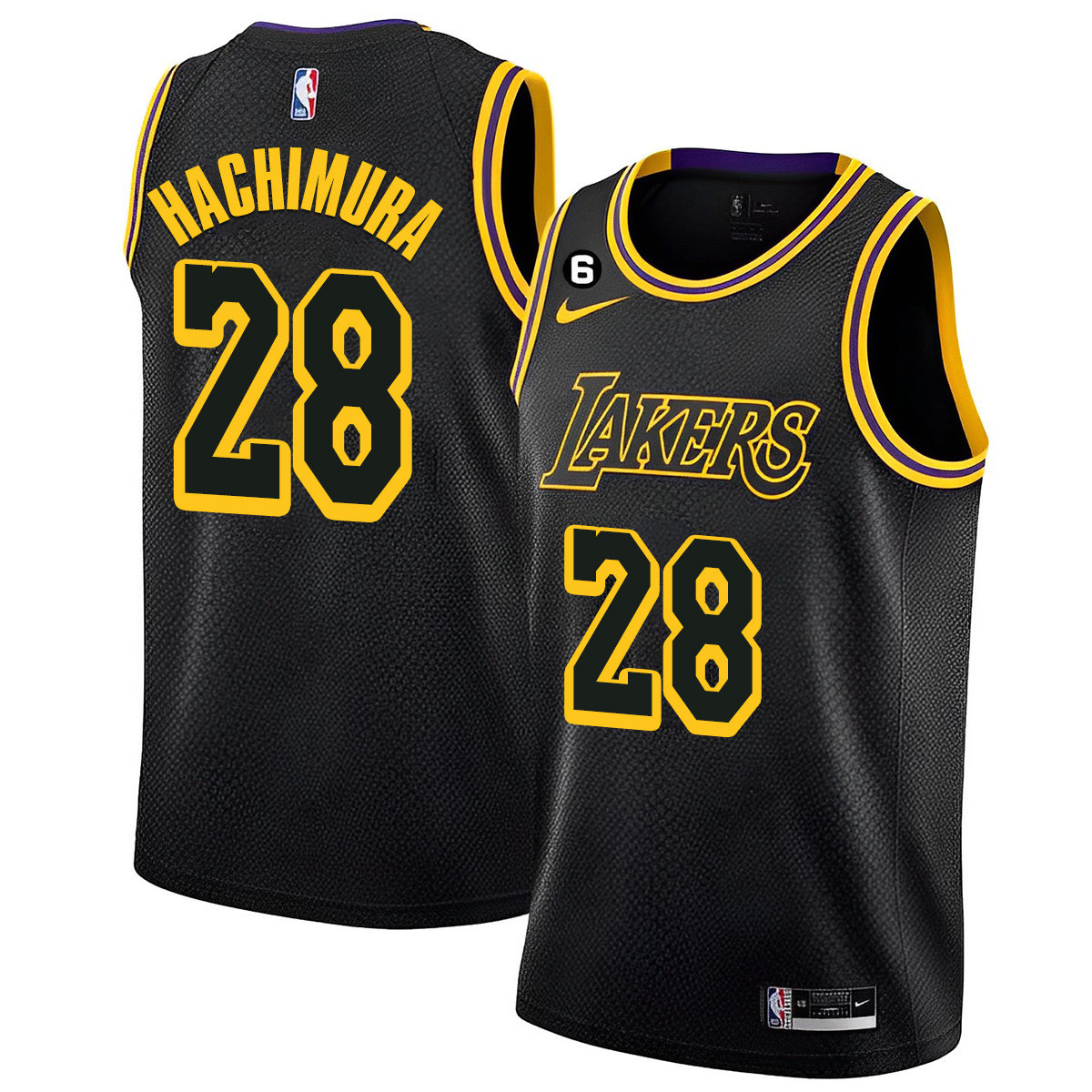 Rui Hachimura Men's Los Angeles Lakers 2023 Collection Black Mamba Jersey - All Stitched