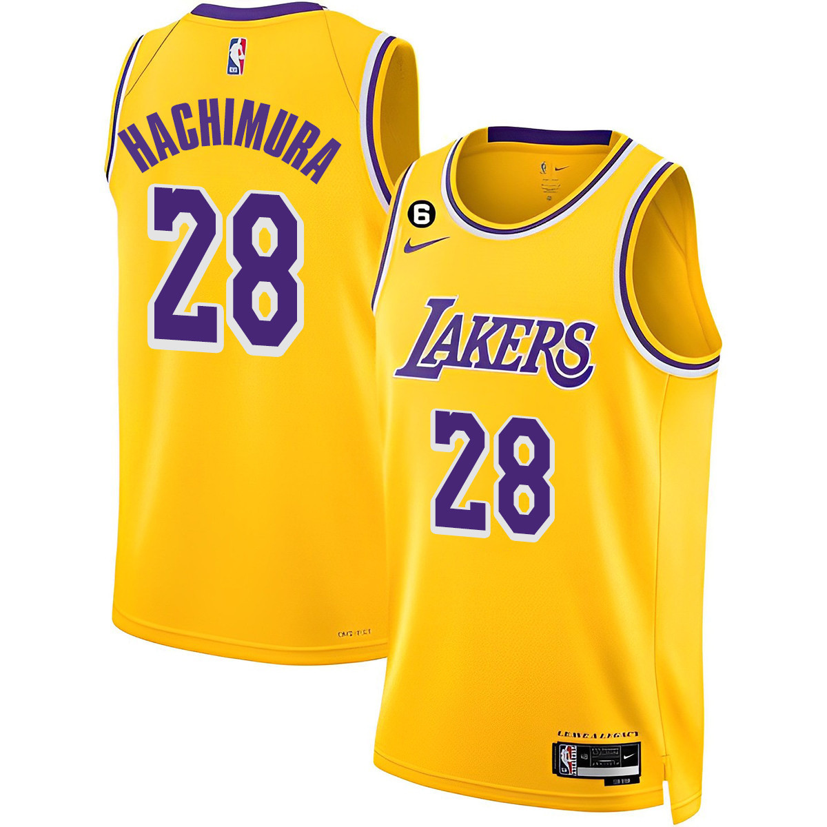 Rui Hachimura Men's Los Angeles Lakers 2023 Collection Gold Jersey - All Stitched