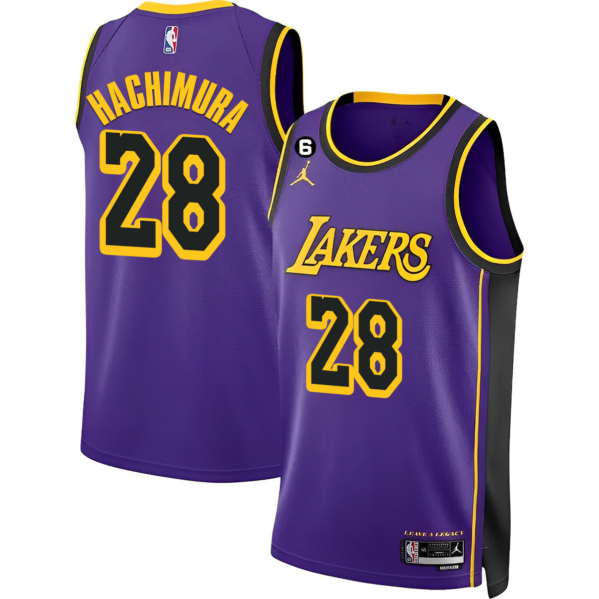 Rui Hachimura Men's Los Angeles Lakers 2023 Collection Purple Jersey - All Stitched