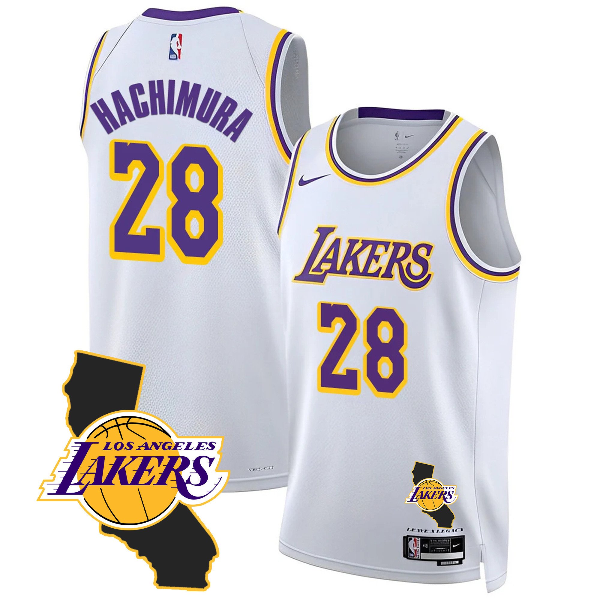Rui Hachimura Men's Los Angeles Lakers California Patch Association Jersey - All Stitched