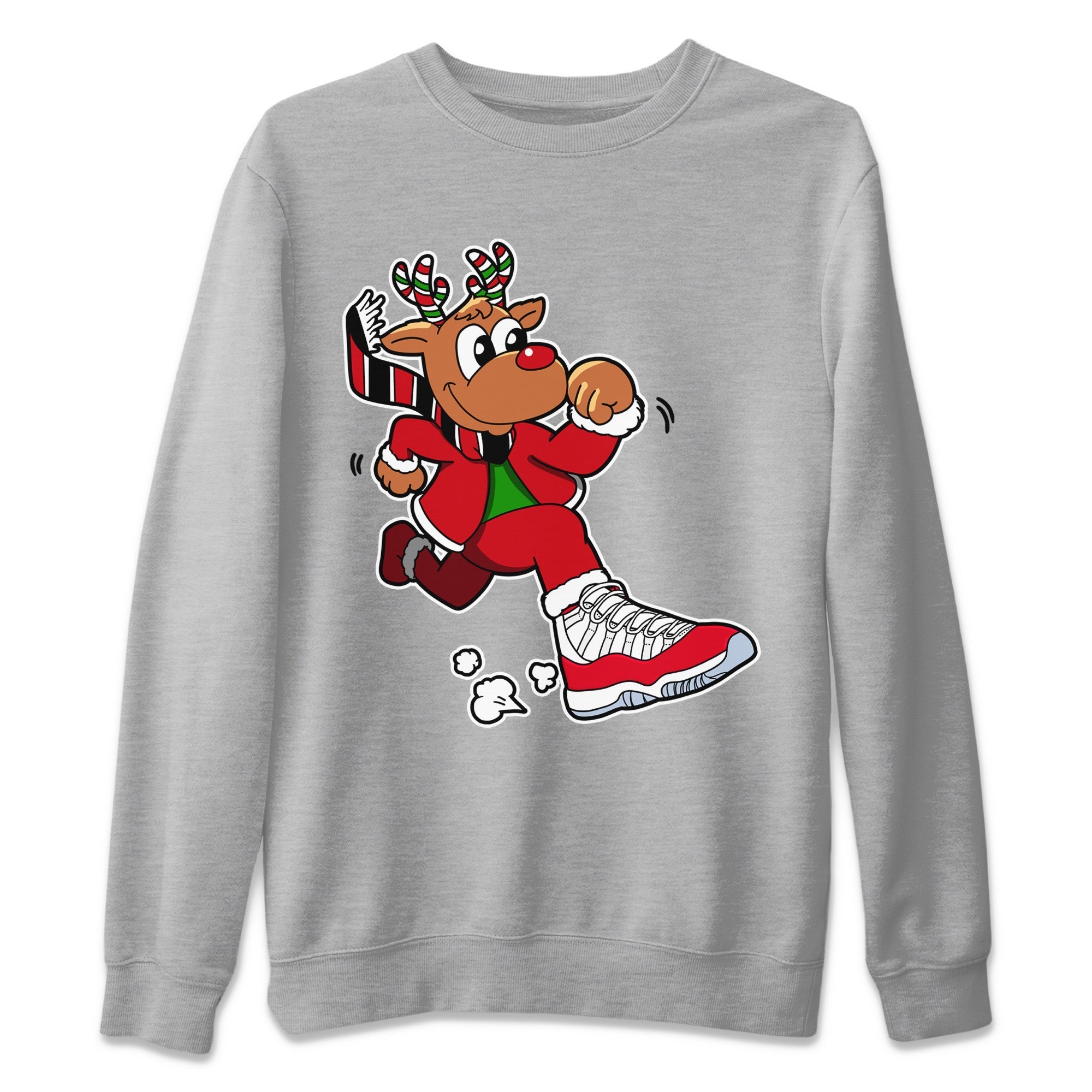 Running Reindeer Unisex Sweater – Air Jordan 11 Cherry, Sneakers Matching Sweater