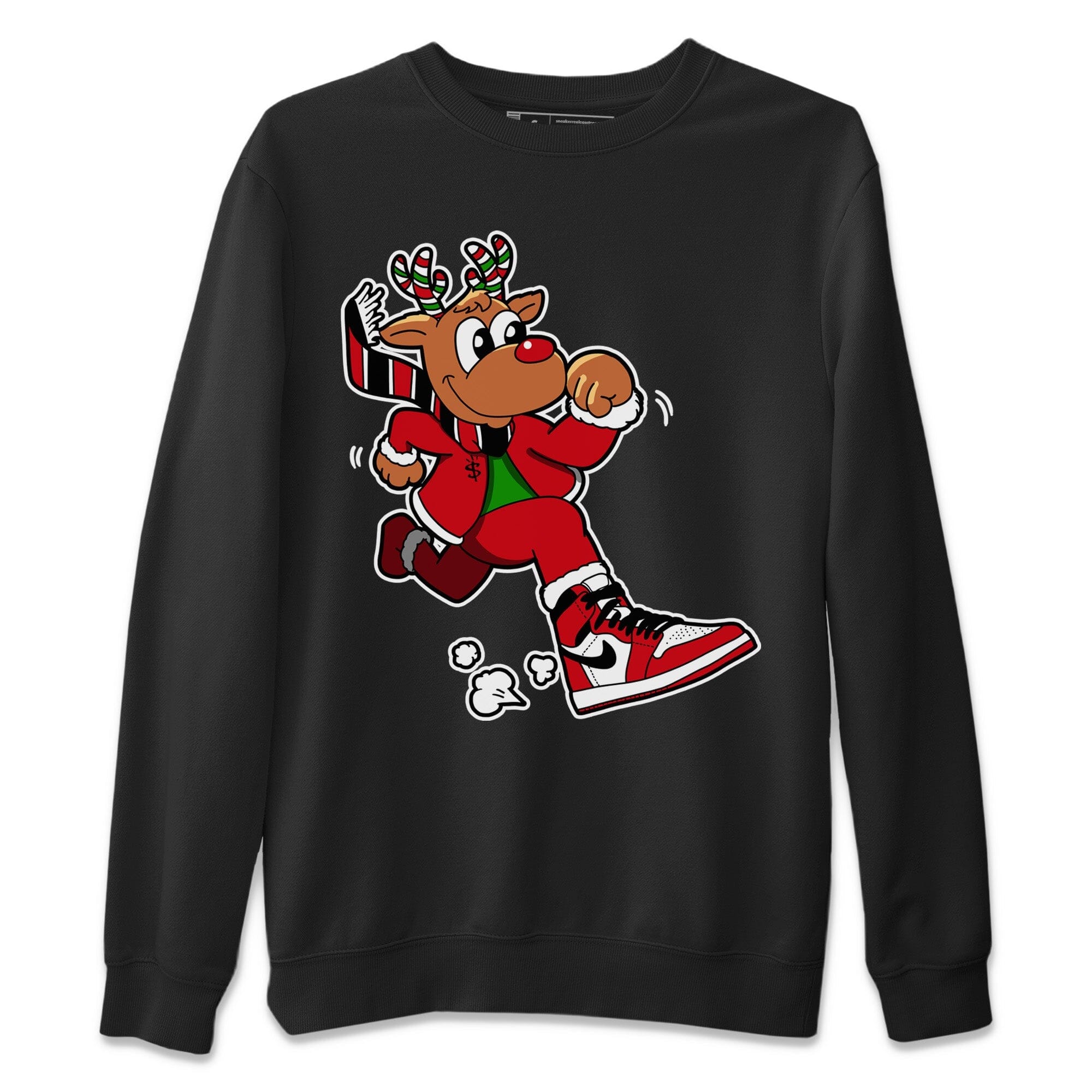Running Reindeer Unisex Sweater – Air Jordan 1 Lost & Found, Sneakers Matching Sweater